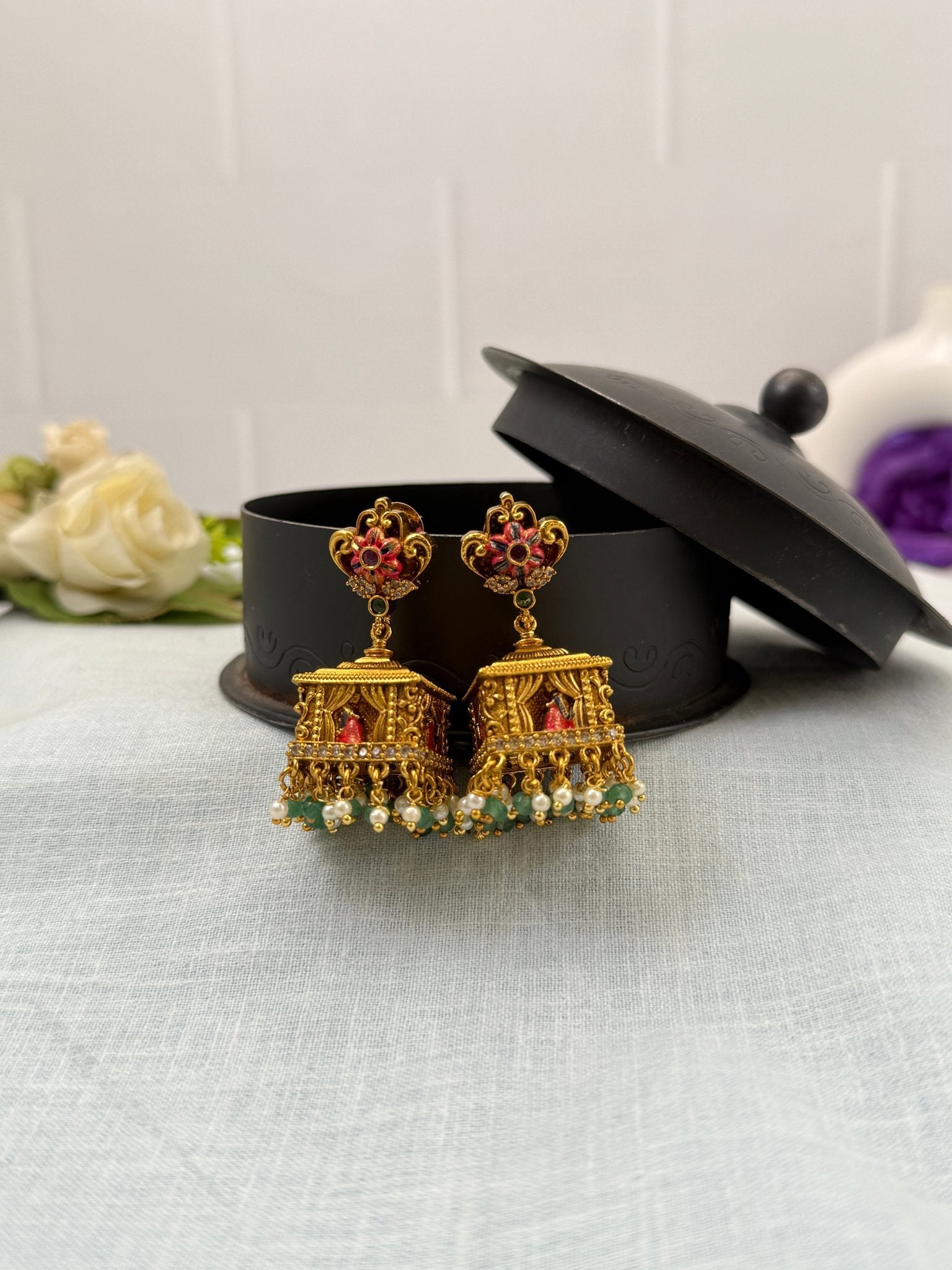 Royal Antique Jhumka Earrings 0945 - Mahilas