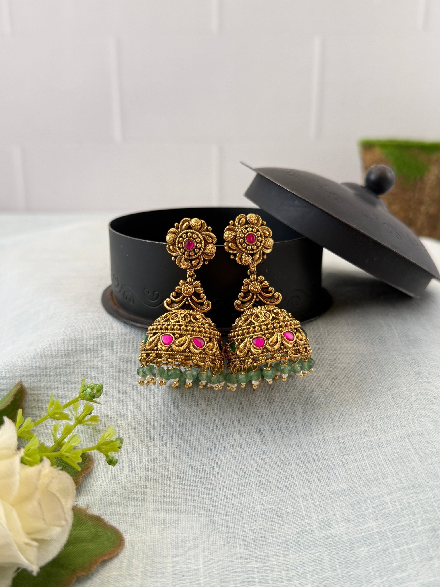 Royal Antique Jhumka Earrings 1115 - Mahilas