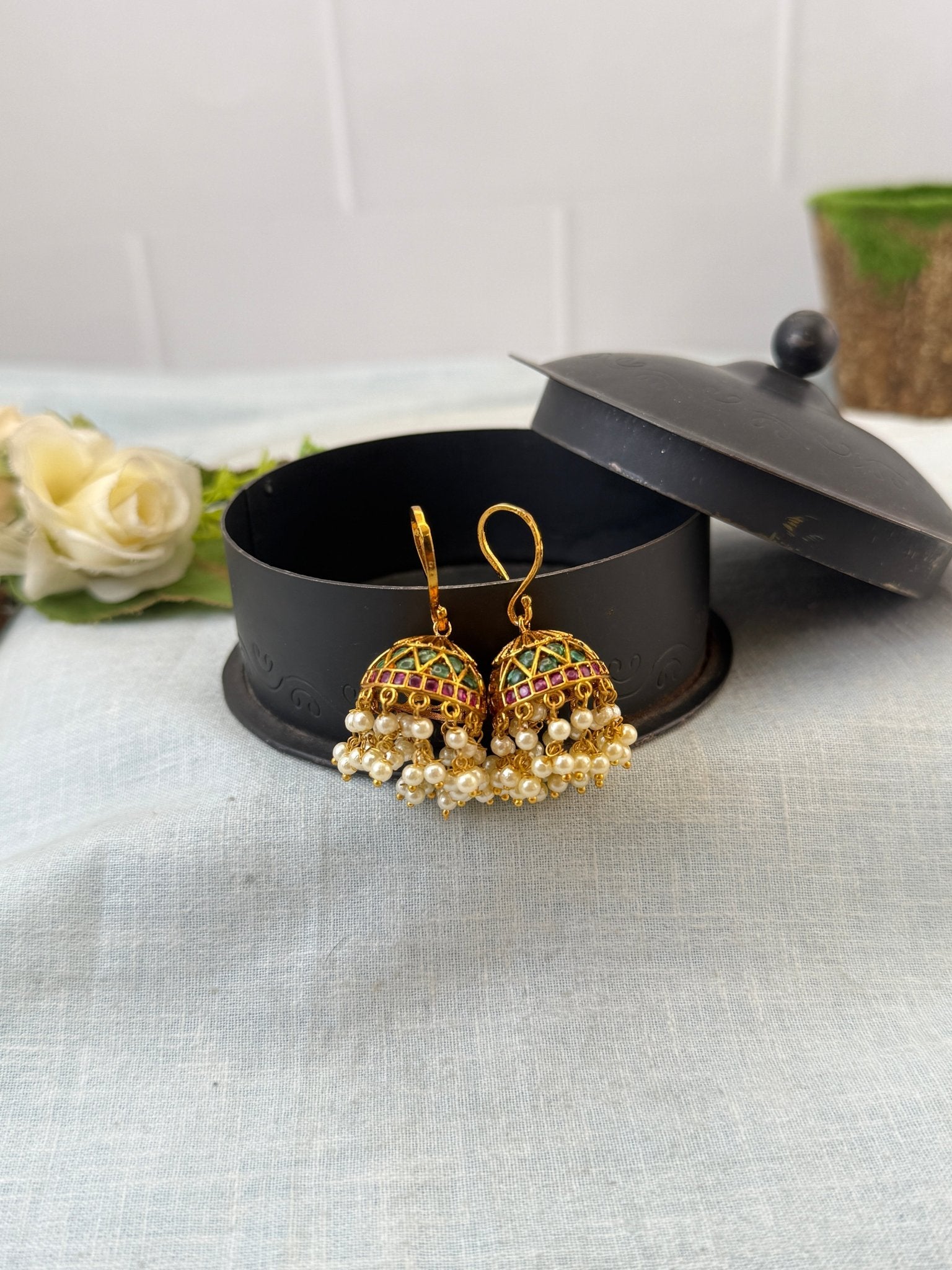 Royal Antique Jhumka Earrings 1127 - Mahilas