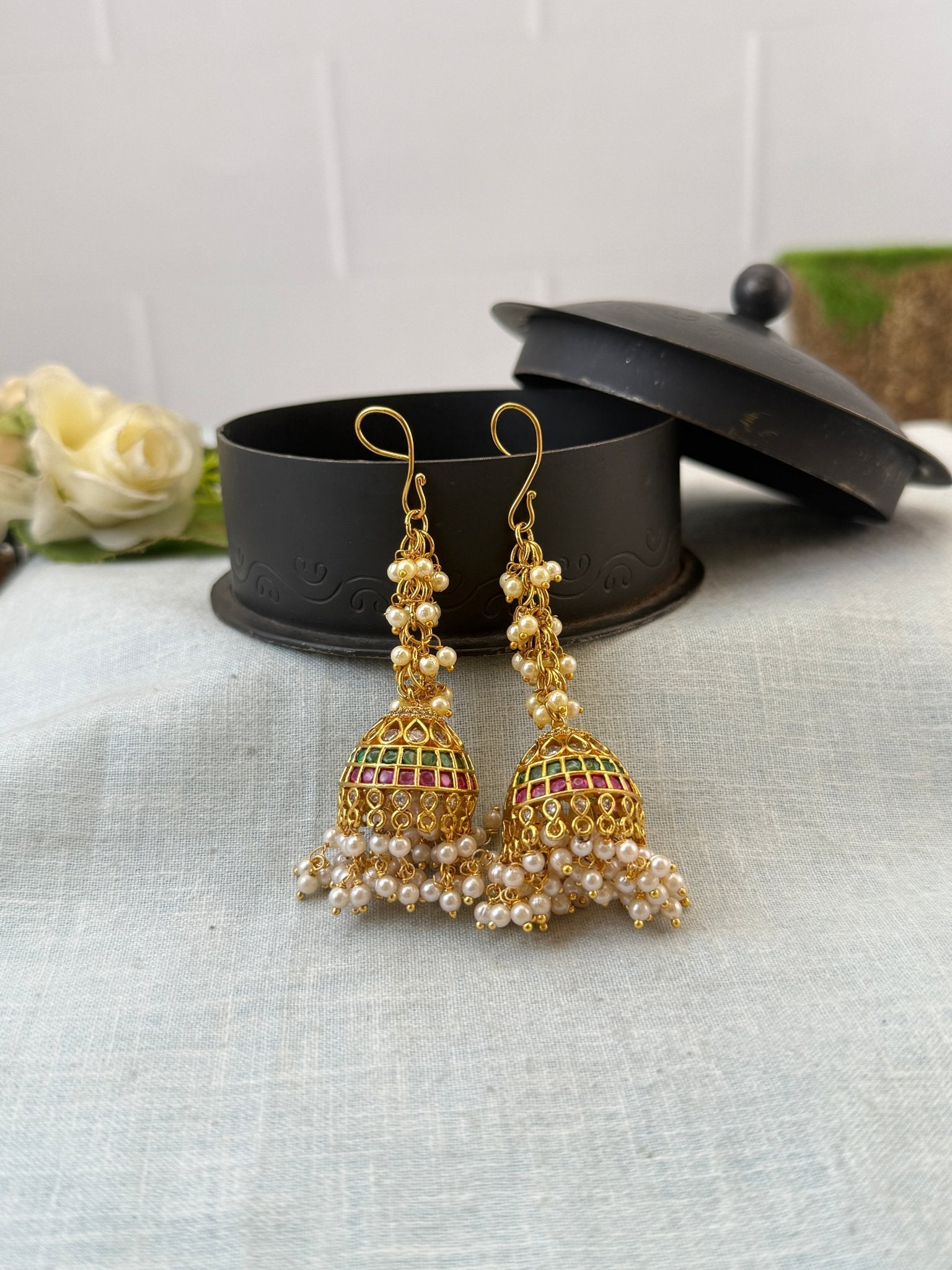 Royal Antique Jhumka Earrings 1128 - Mahilas