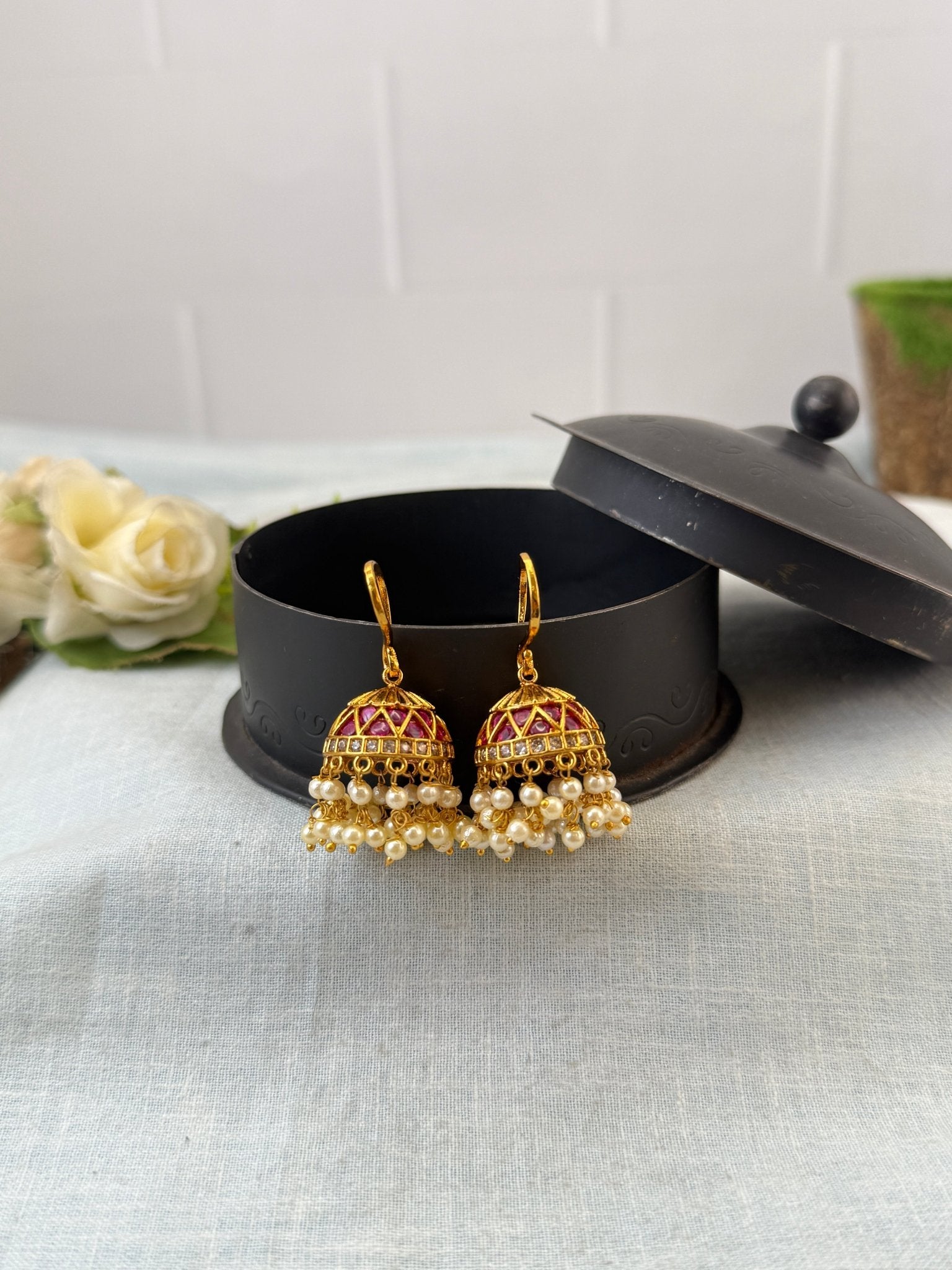 Royal Antique Jhumka Earrings 1133 - Mahilas
