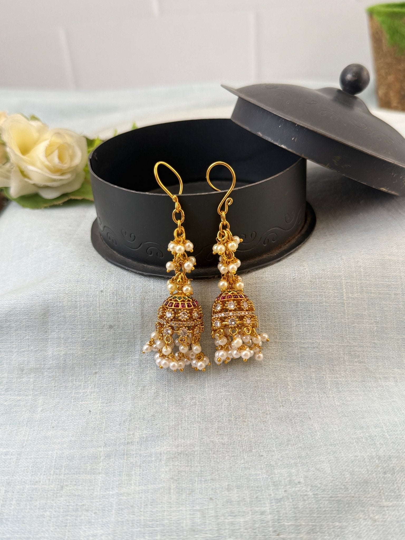 Royal Antique Jhumka Earrings 1134 - Mahilas