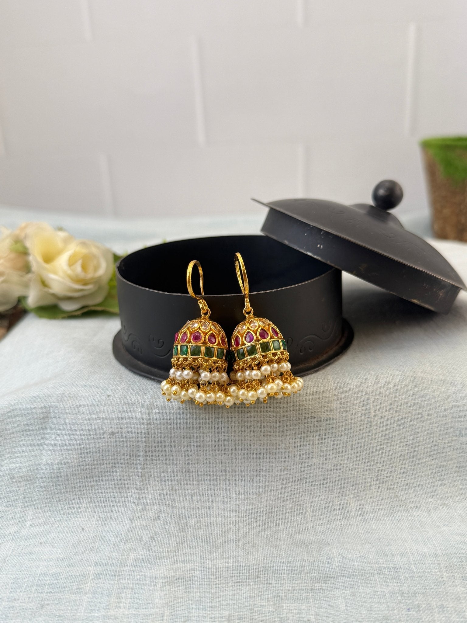 Royal Antique Jhumka Earrings 1136 - Mahilas