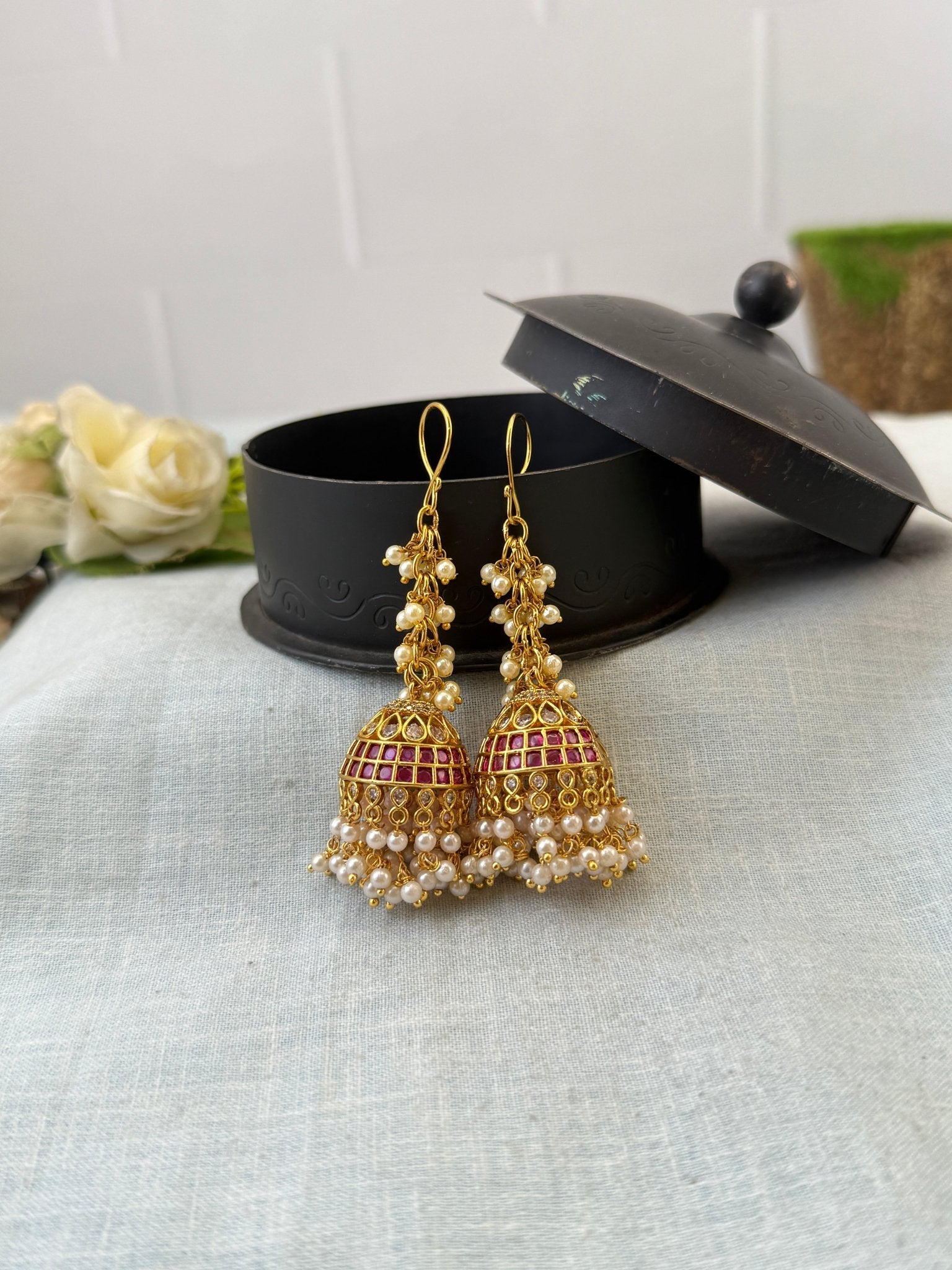 Royal Antique Jhumka Earrings 1140 - Mahilas