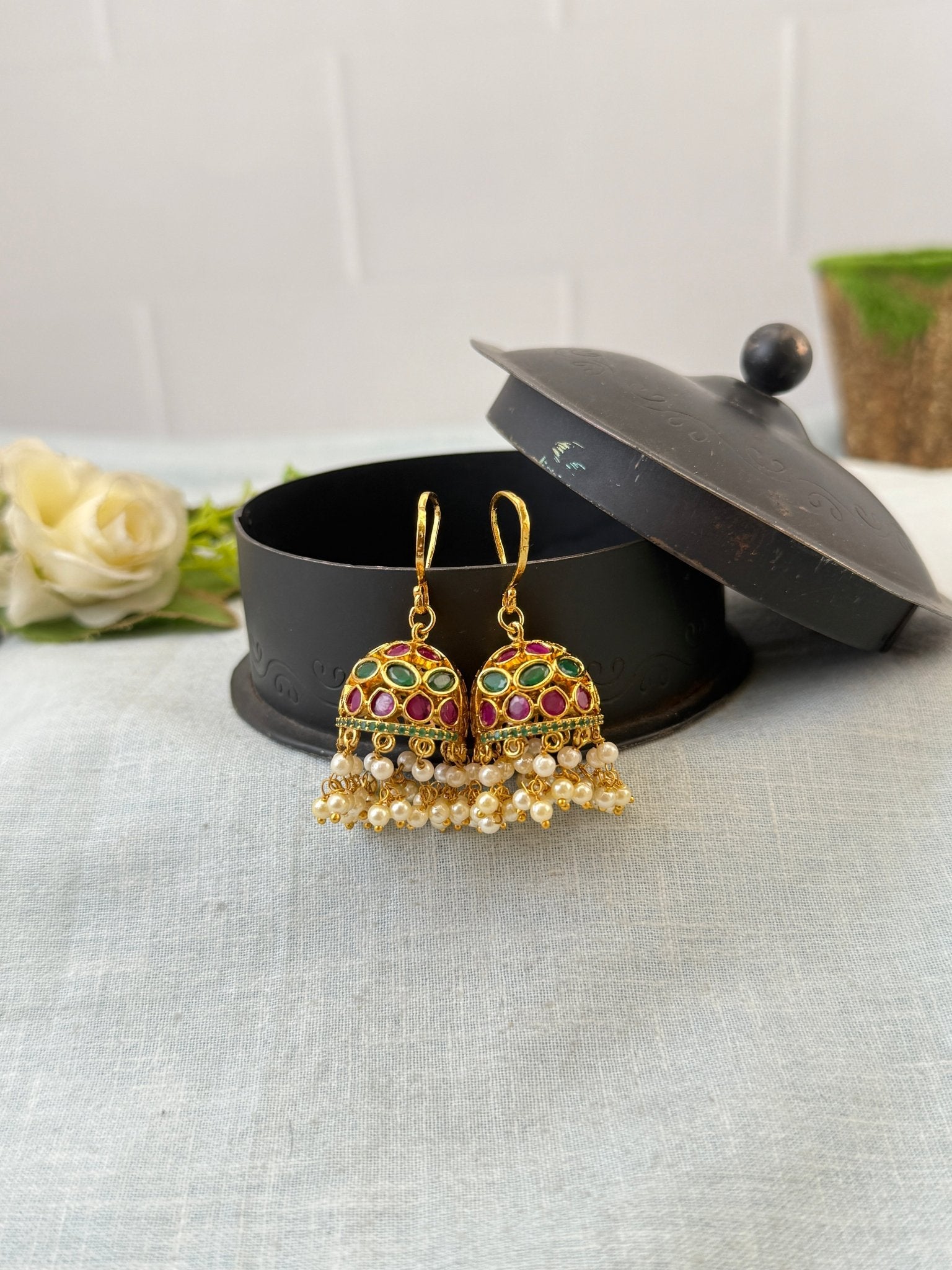 Royal Antique Jhumka Earrings 1144 - Mahilas