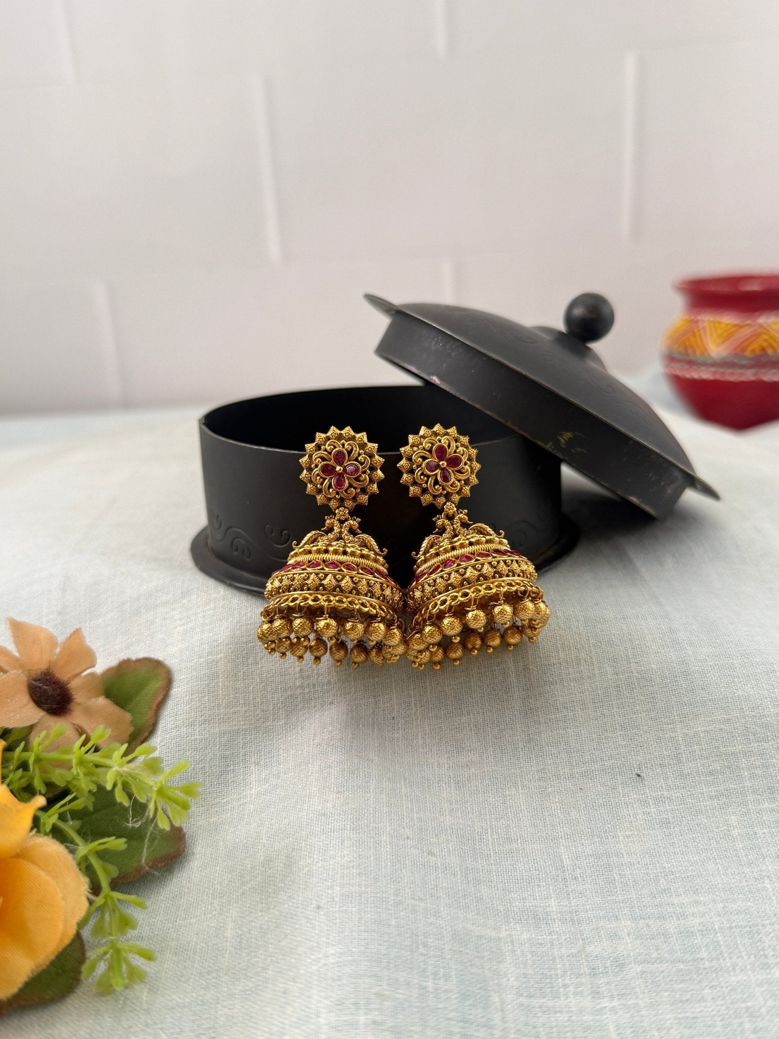 Royal Antique Jhumka Earrings 1163 - Mahilas
