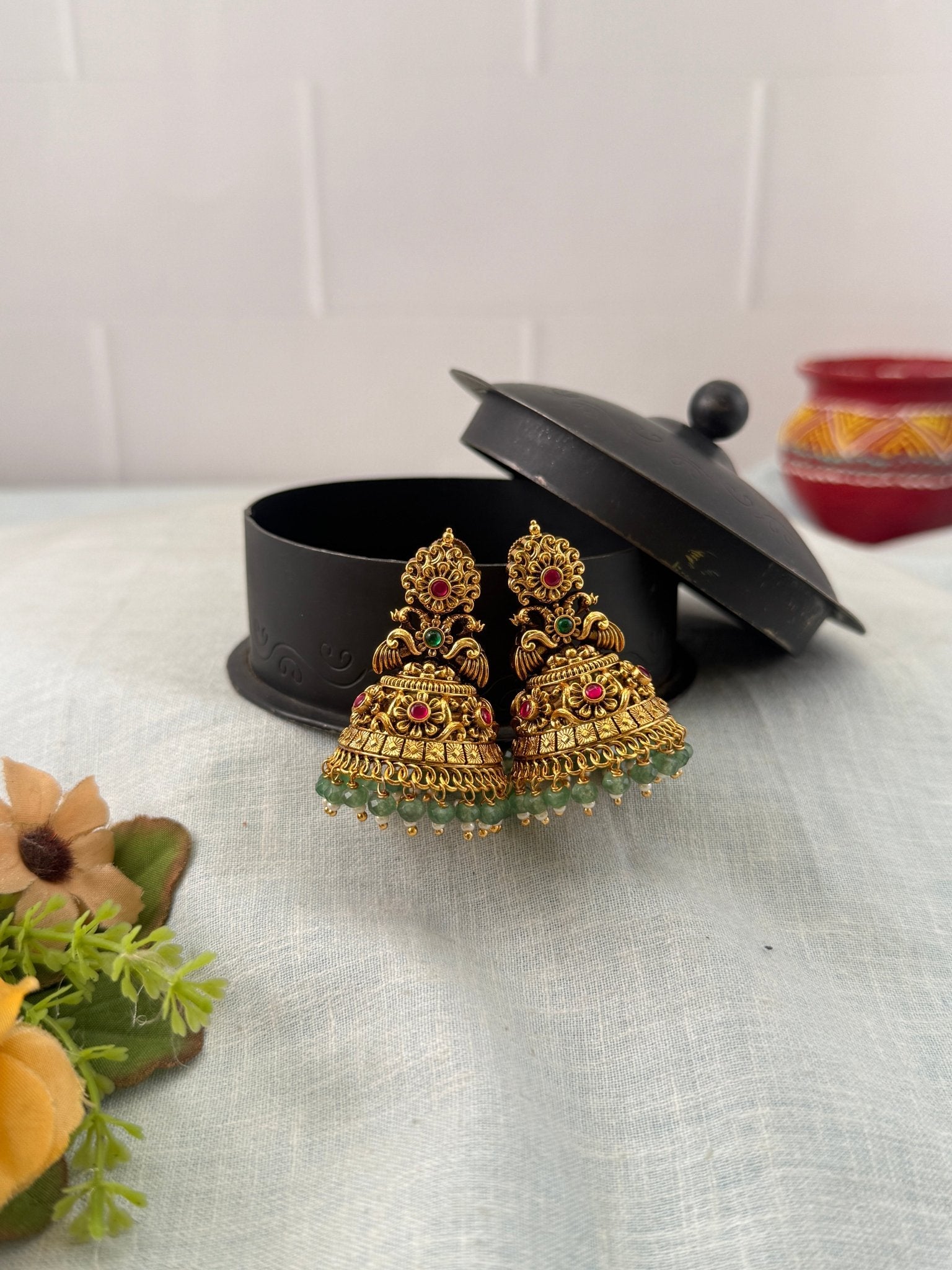Royal Antique Jhumka Earrings 1170 - Mahilas