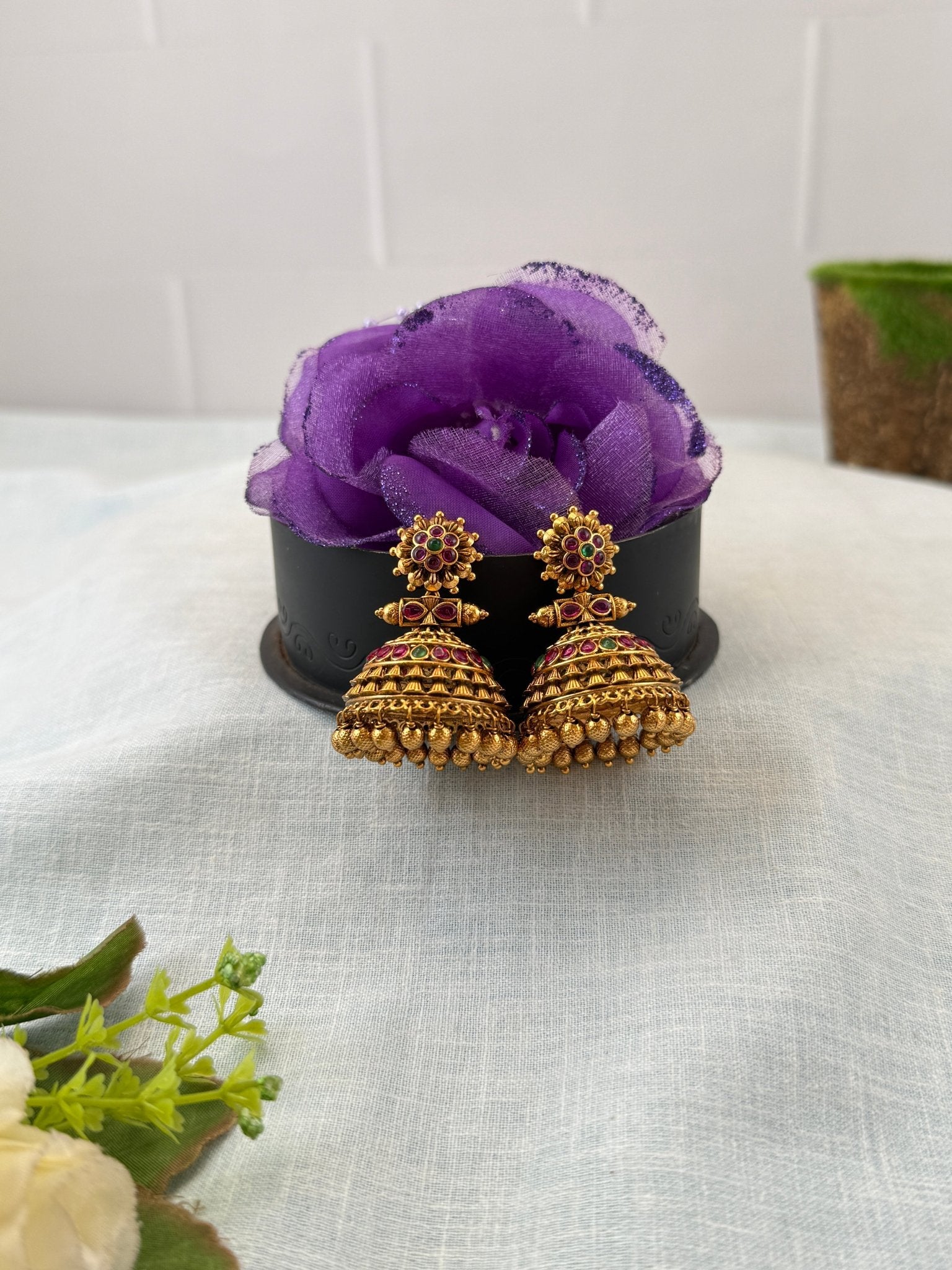Royal Antique Jhumka Earrings 1199 - Mahilas