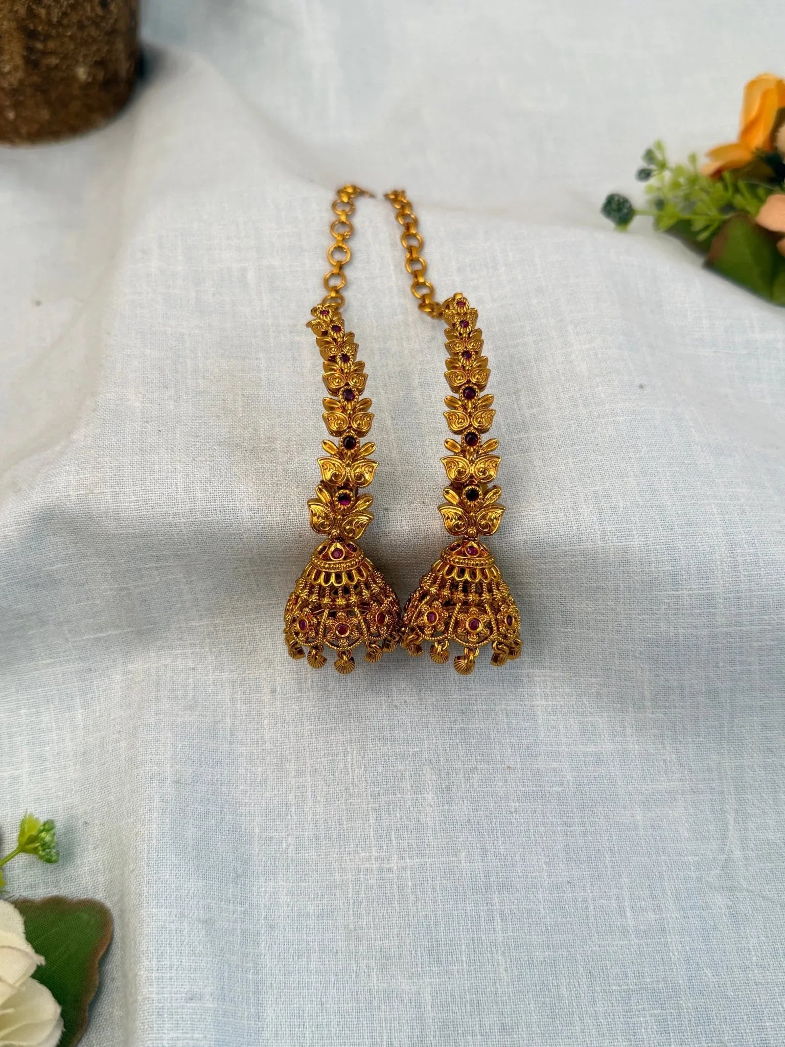 Royal Antique Jhumka With Maatal 0650 - Mahilas
