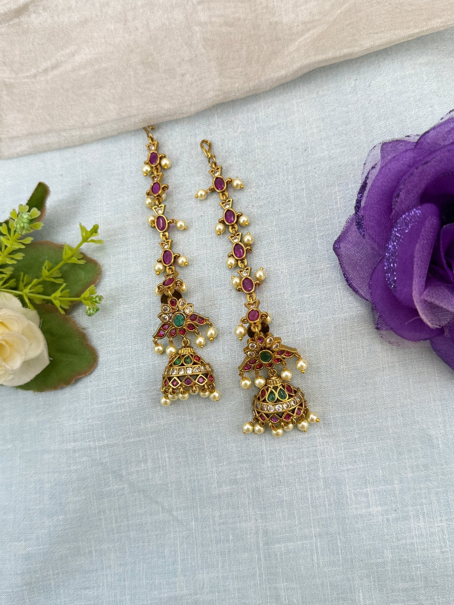 Royal Antique Jhumka with Maatal 1059 - Mahilas