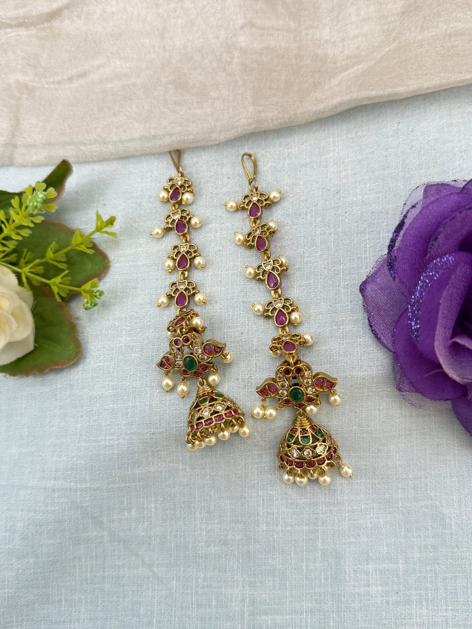 Royal Antique Jhumka with Maatal 1060 - Mahilas