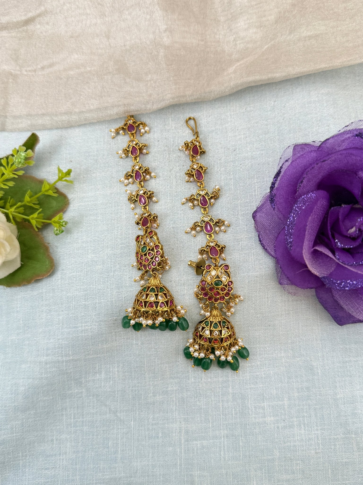 Royal Antique Jhumka with Maatal 1062 - Mahilas