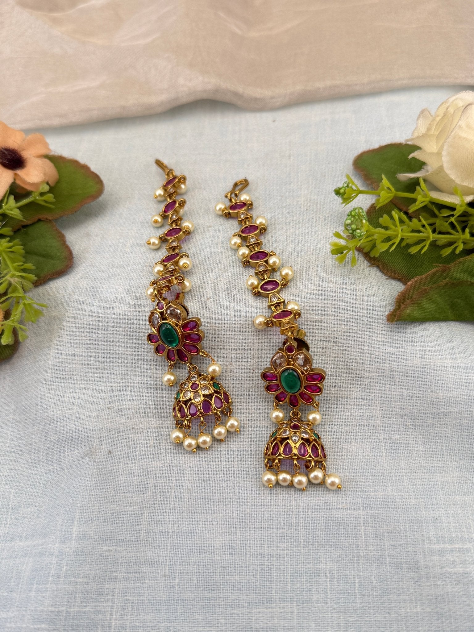 Royal Antique Jhumka with Maatal 1100 - Mahilas