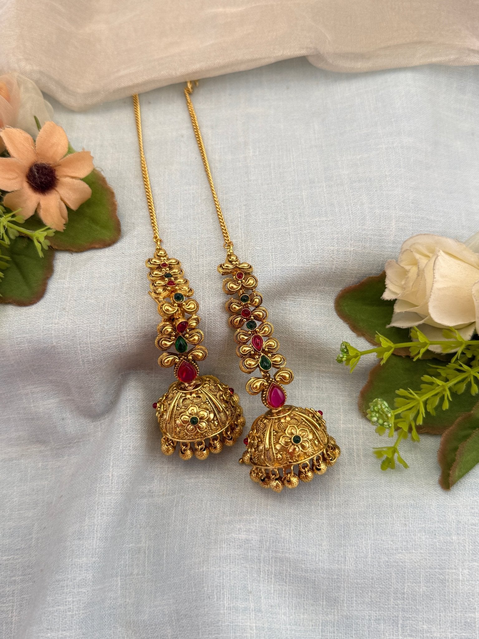 Royal Antique Jhumka with Maatal 1106 - Mahilas