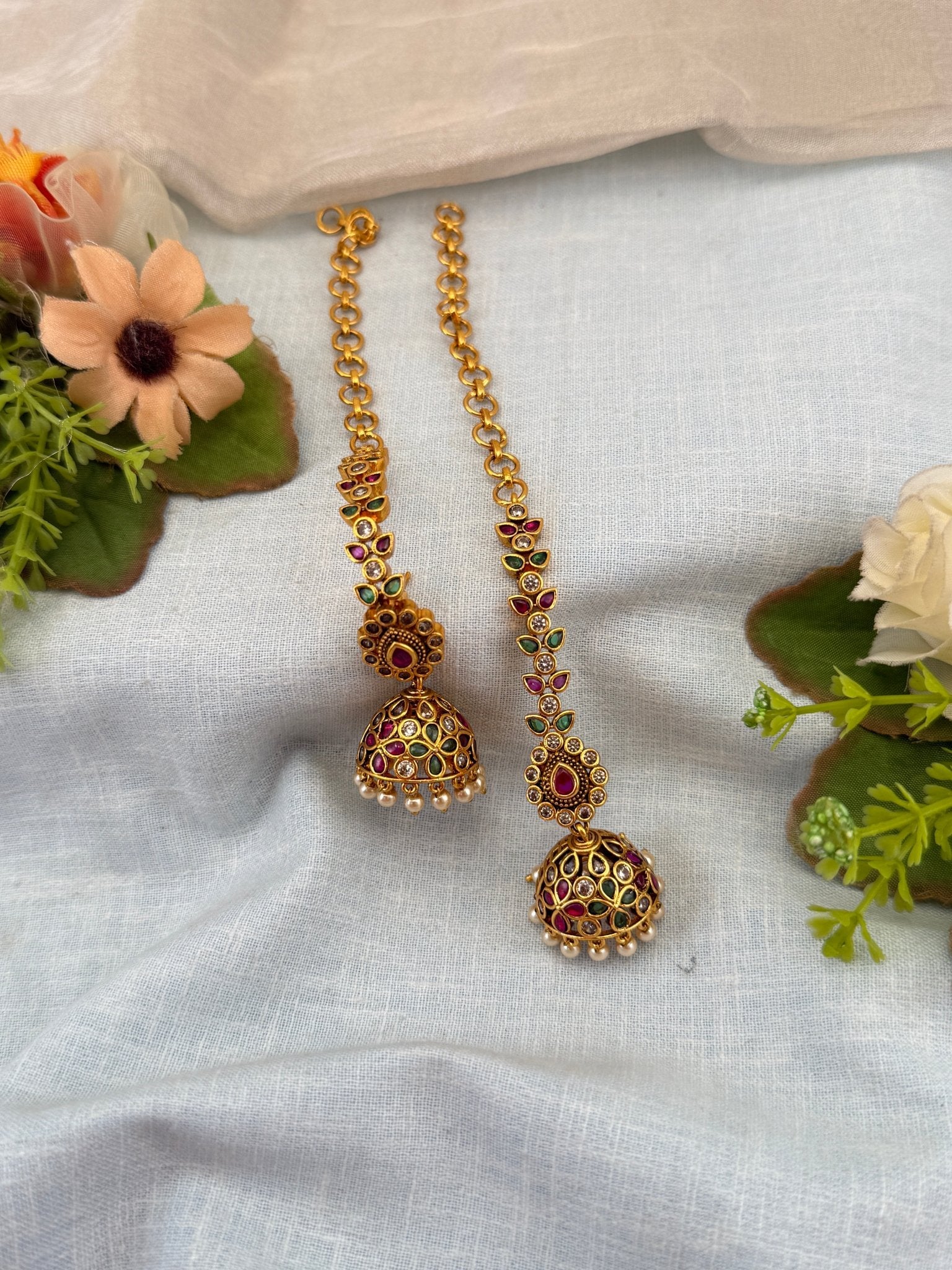 Royal Antique Jhumka with Maatal 1107 - Mahilas