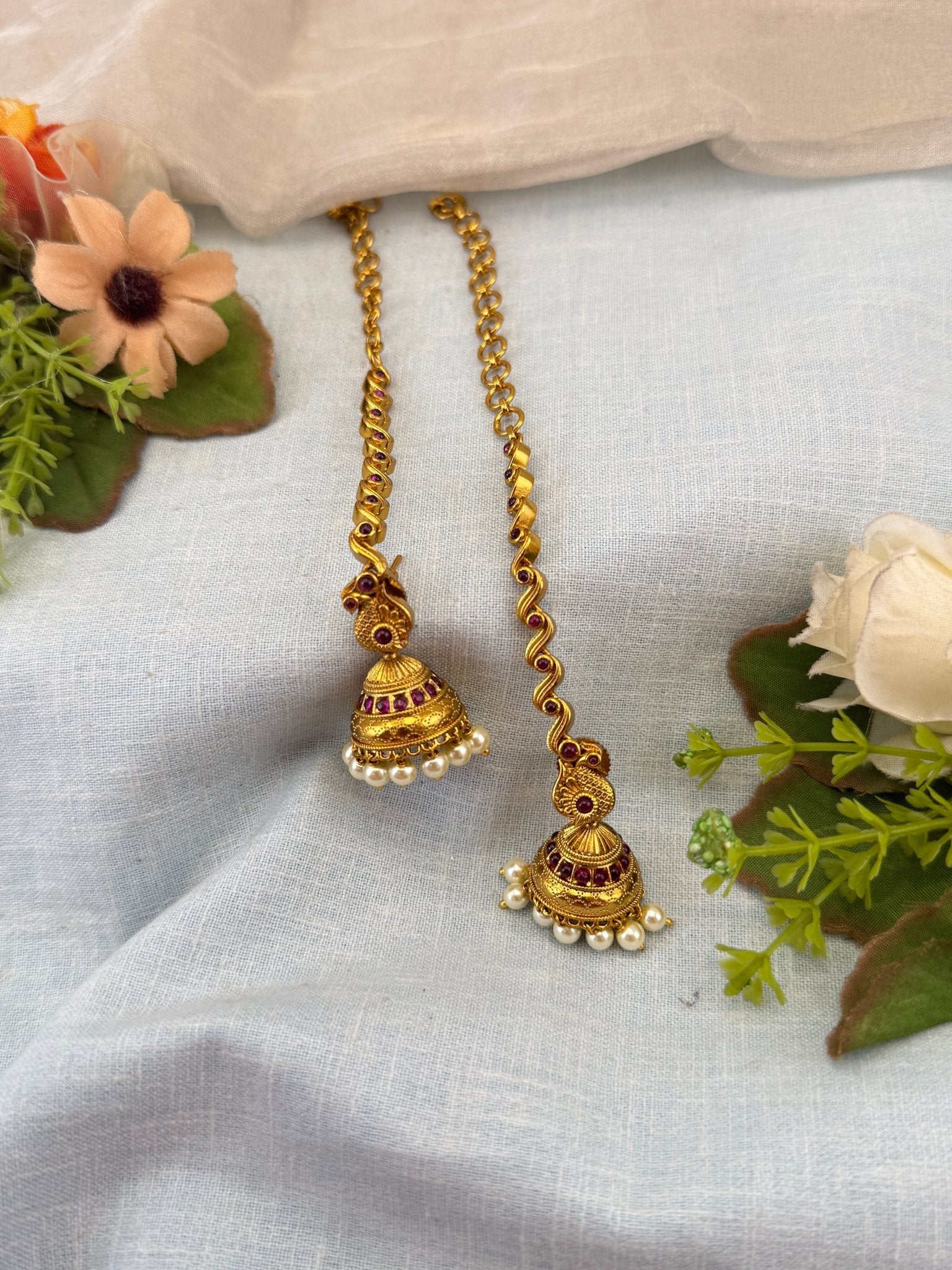 Royal Antique Jhumka with Maatal 1108 - Mahilas