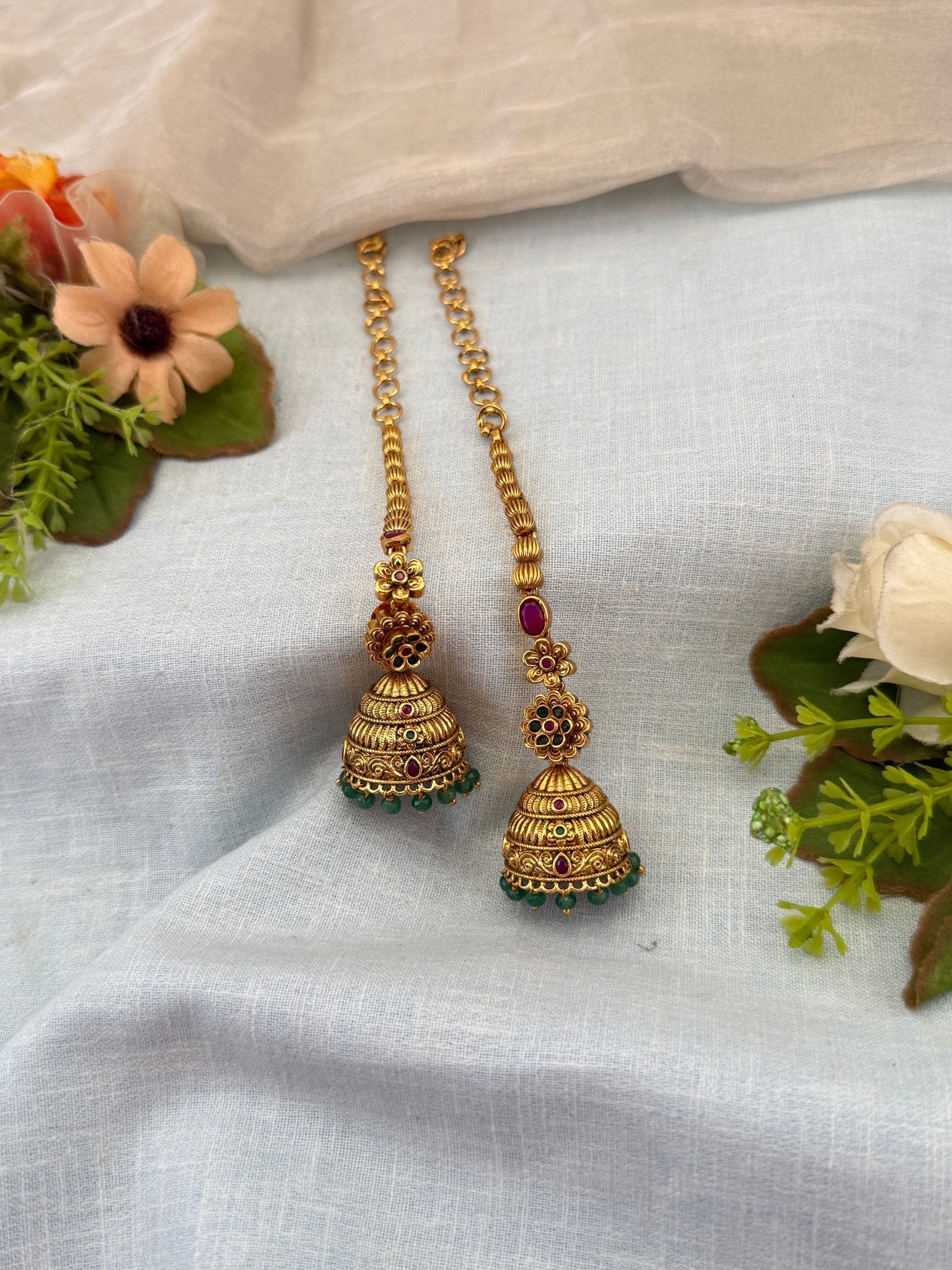 Royal Antique Jhumka with Maatal 1111 - Mahilas