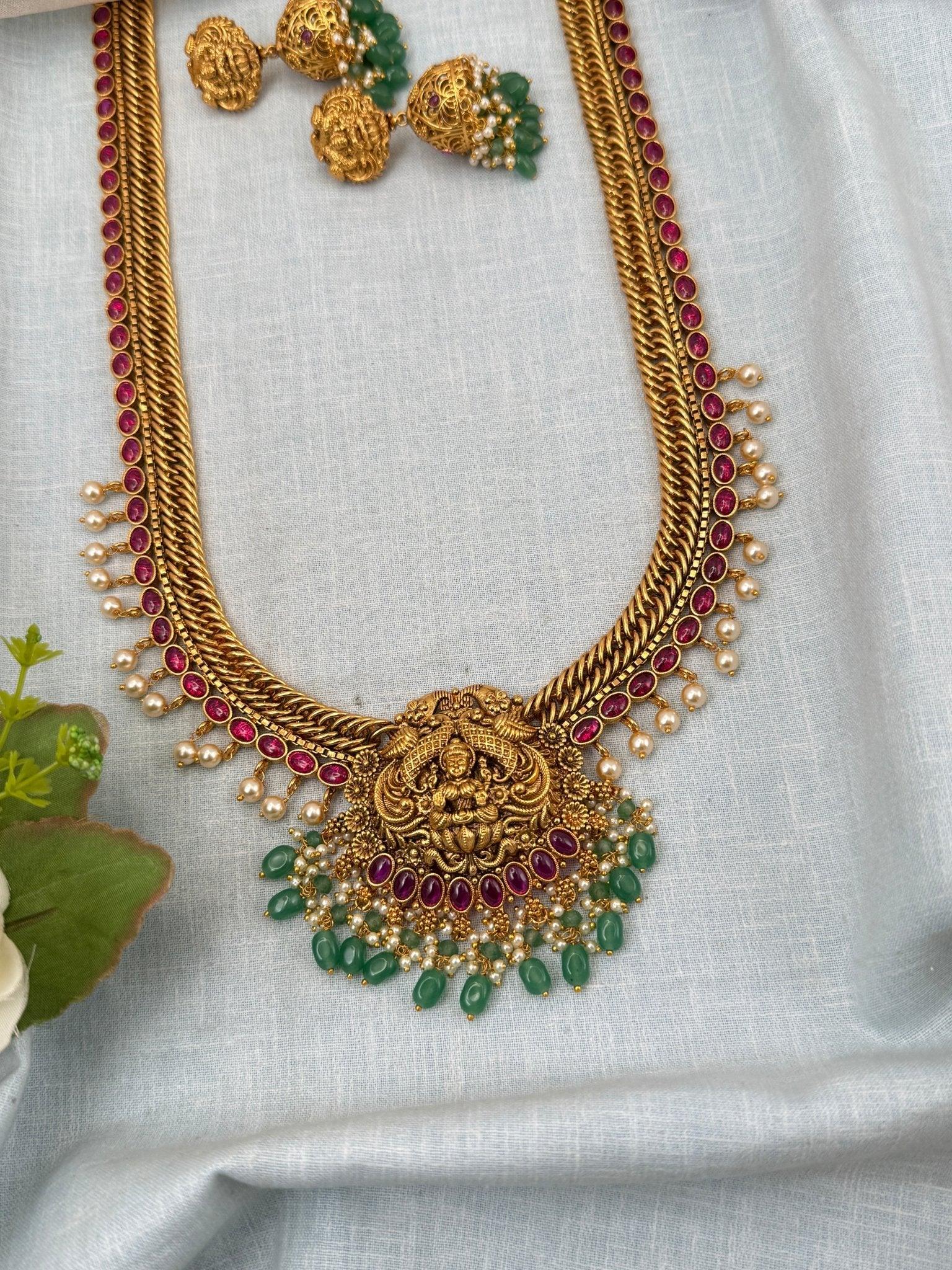 Royal Antique Jilebi Long Necklace Set 0209 - Mahilas