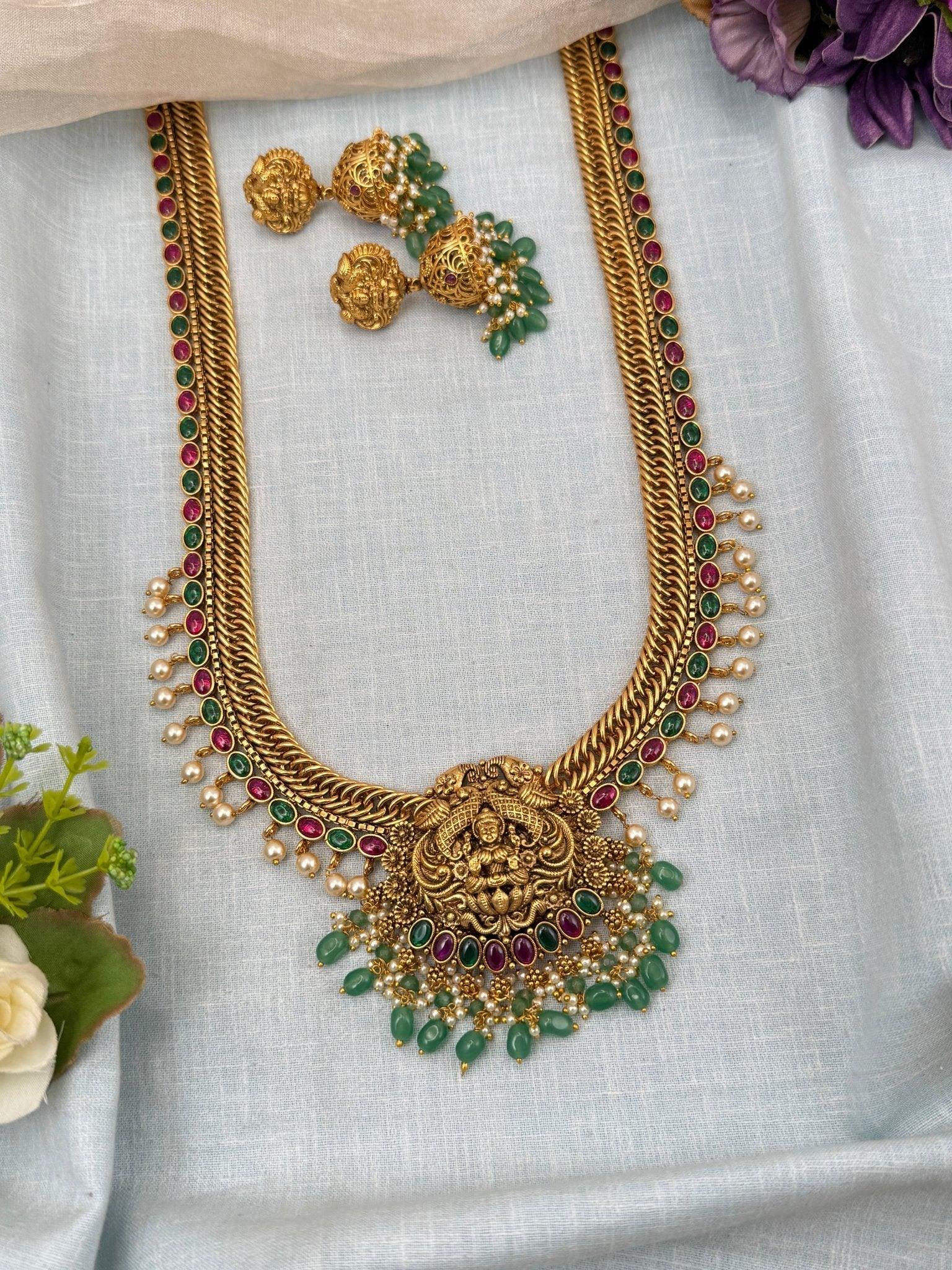 Royal Antique Jilebi Long Necklace Set 0210 - Mahilas