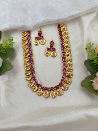 Royal Antique Kaasu Long Necklace Set 0700 - Mahilas