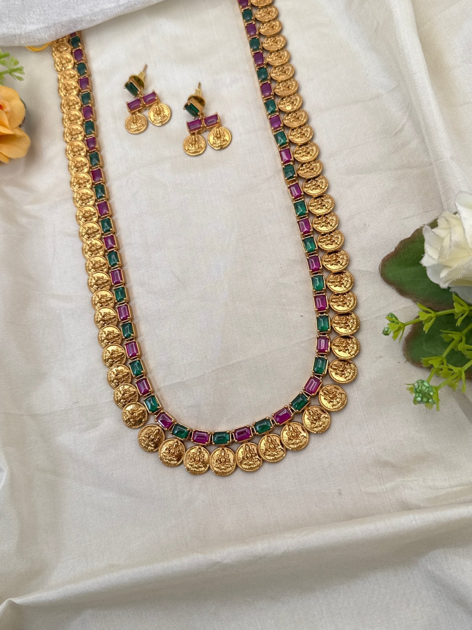 Royal Antique Kaasu Long Necklace Set 0776 - Mahilas