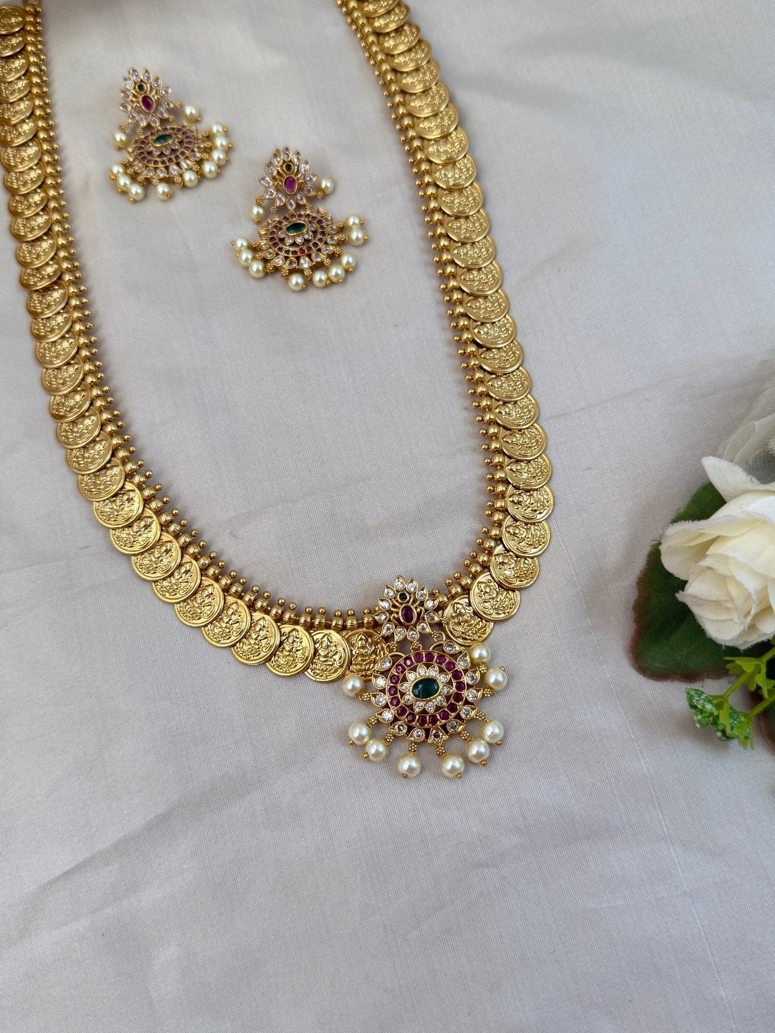 Royal Antique Kaasu Long Pendant Necklace Set 943 - Mahilas