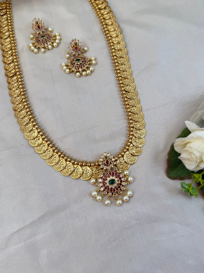 Royal Antique Kaasu Long Pendant Necklace Set 943 - Mahilas