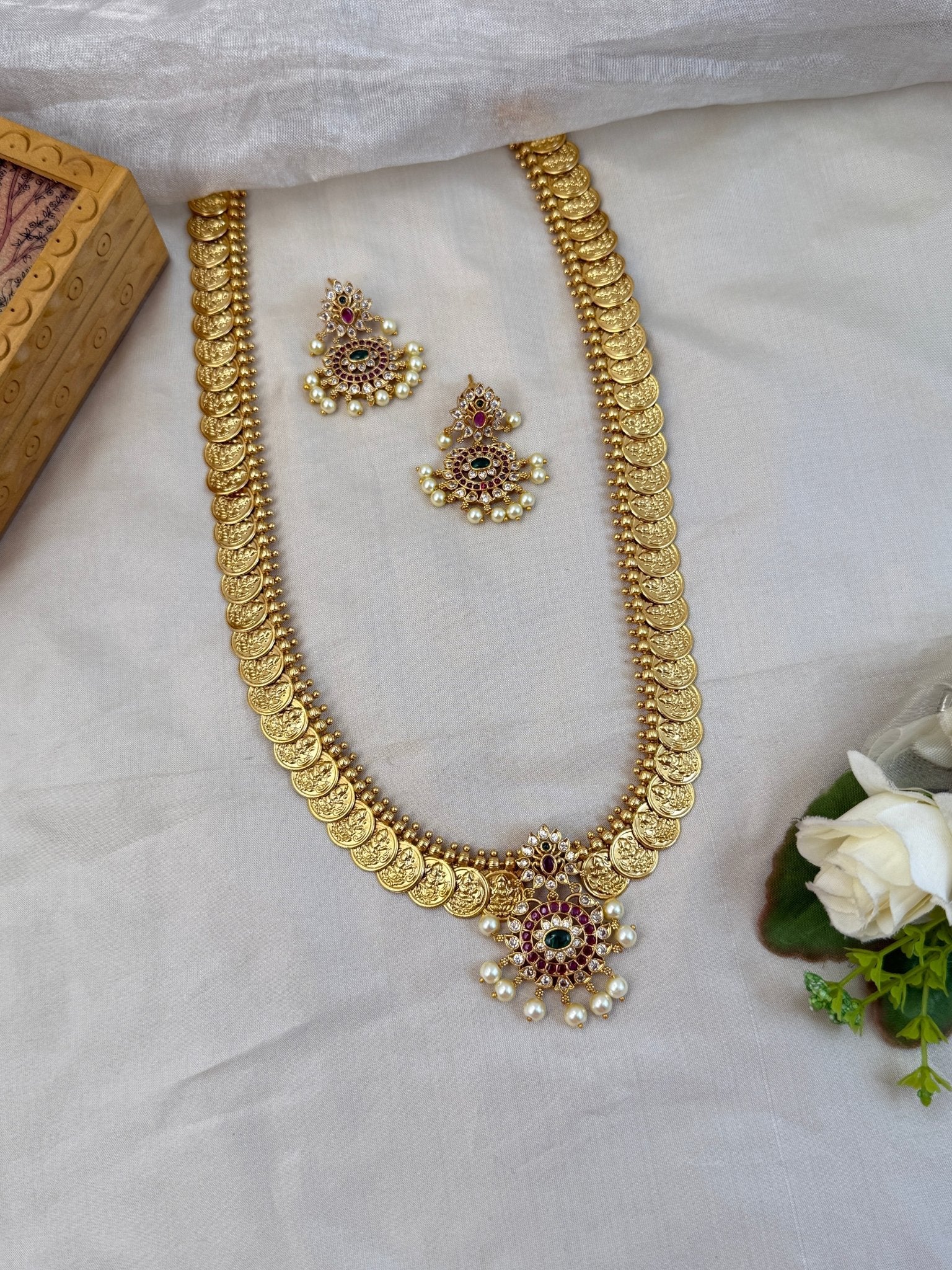 Royal Antique Kaasu Long Pendant Necklace Set 943 - Mahilas