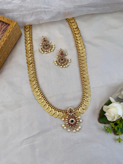 Royal Antique Kaasu Long Pendant Necklace Set 943 - Mahilas