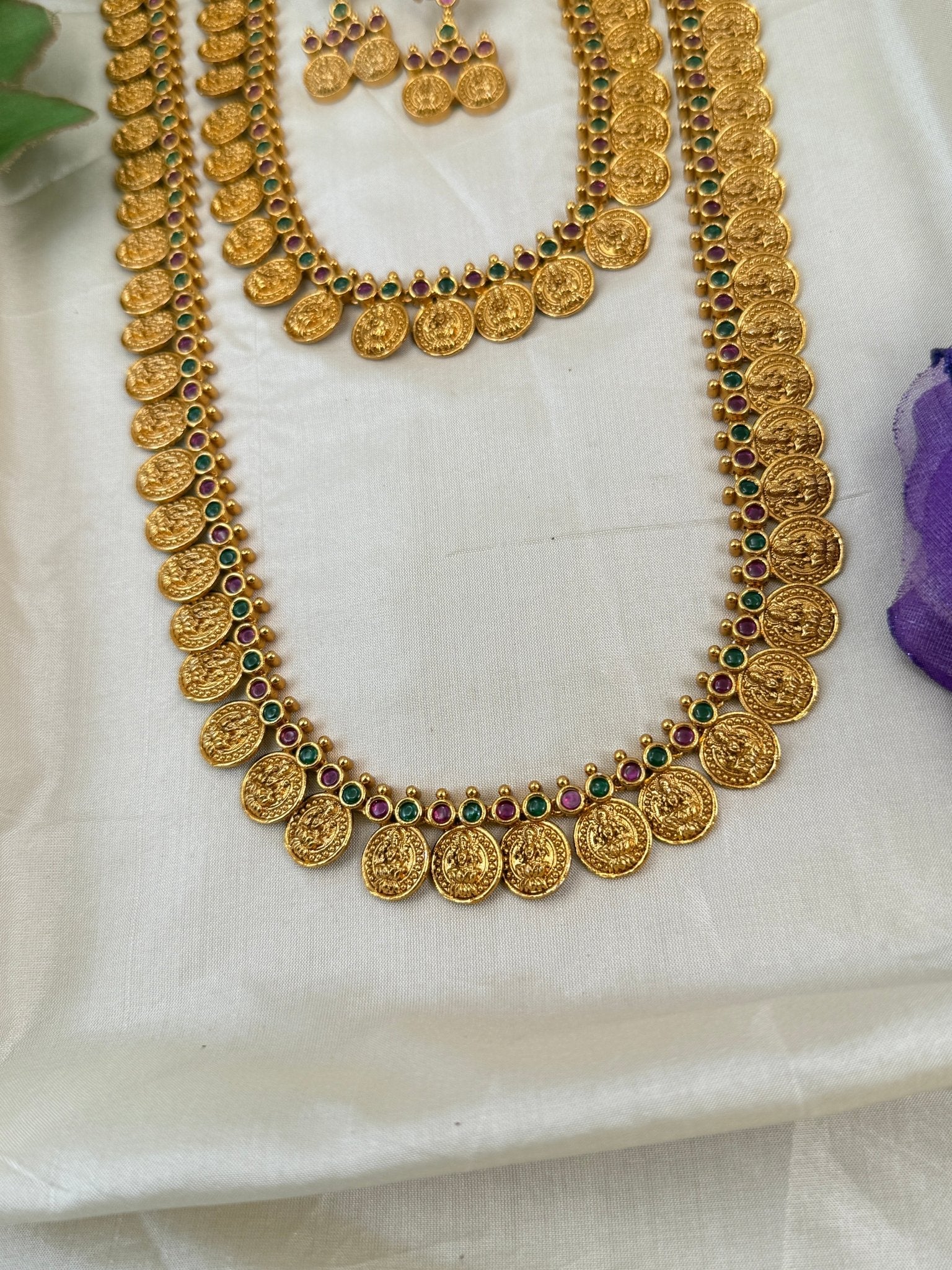Royal Antique Kaasu Semi Bridal Necklace Set 0829 - Mahilas