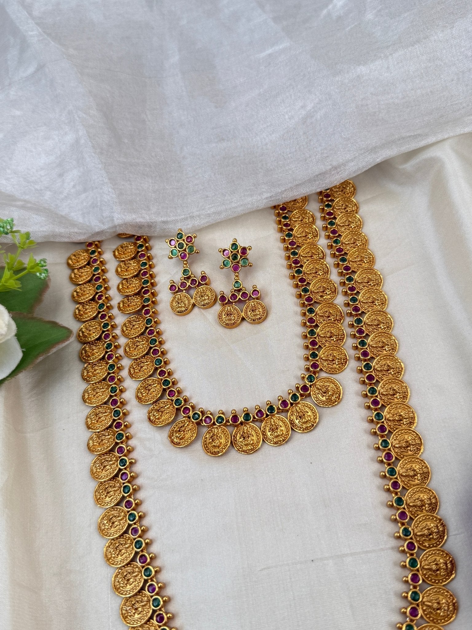 Royal Antique Kaasu Semi Bridal Necklace Set 0829 - Mahilas