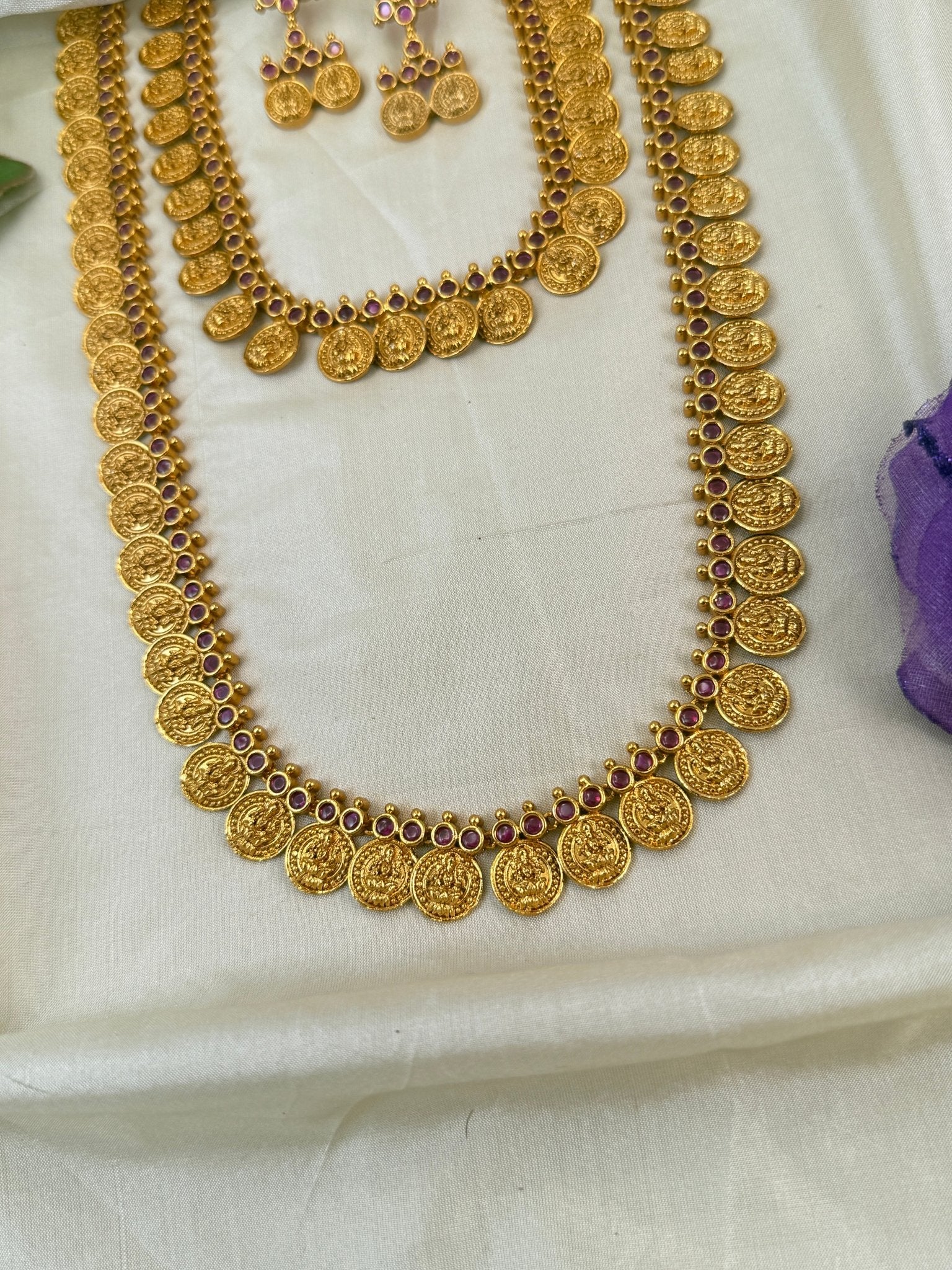 Royal Antique Kaasu Semi Bridal Necklace Set 0830 - Mahilas