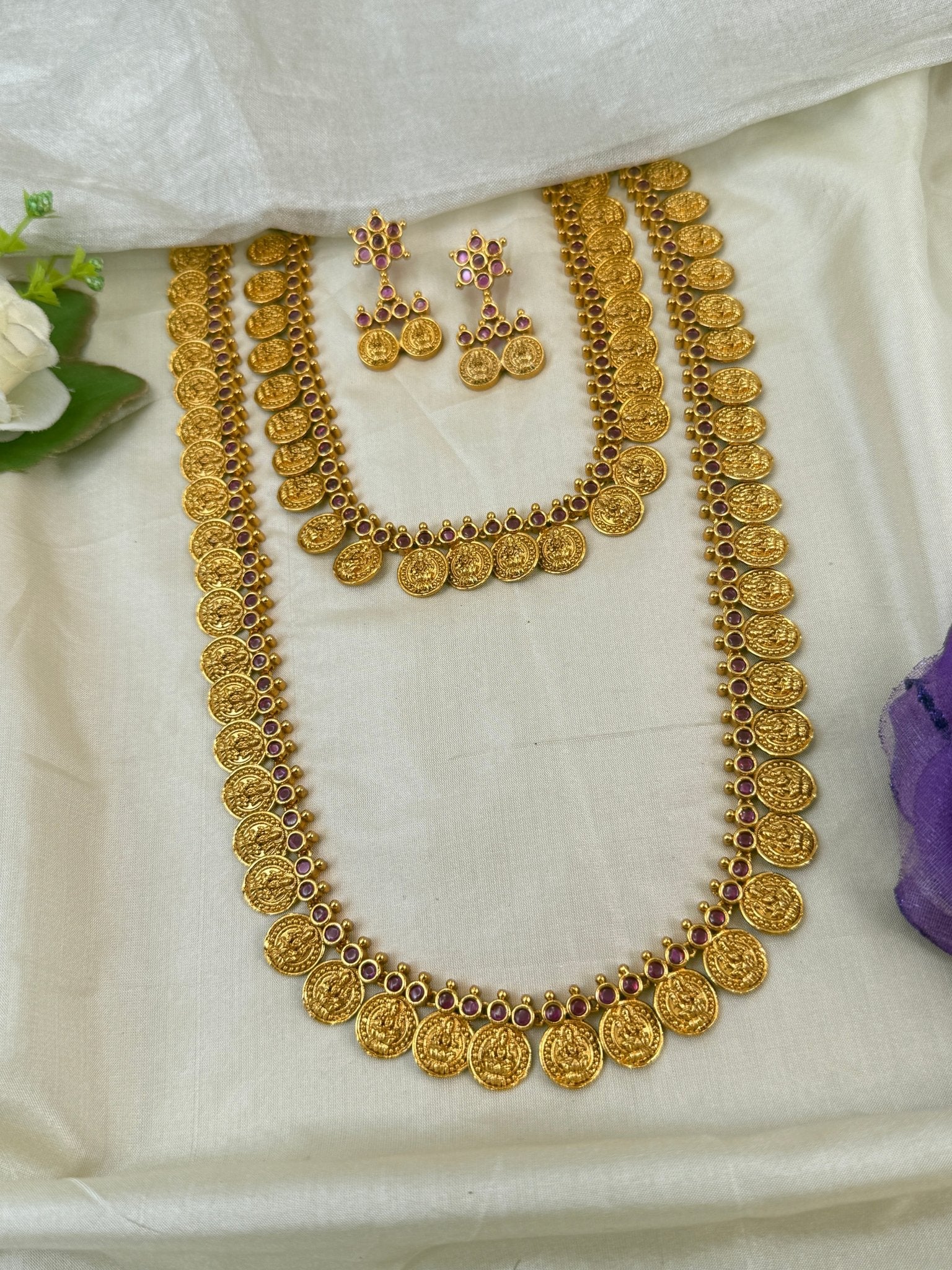 Royal Antique Kaasu Semi Bridal Necklace Set 0830 - Mahilas