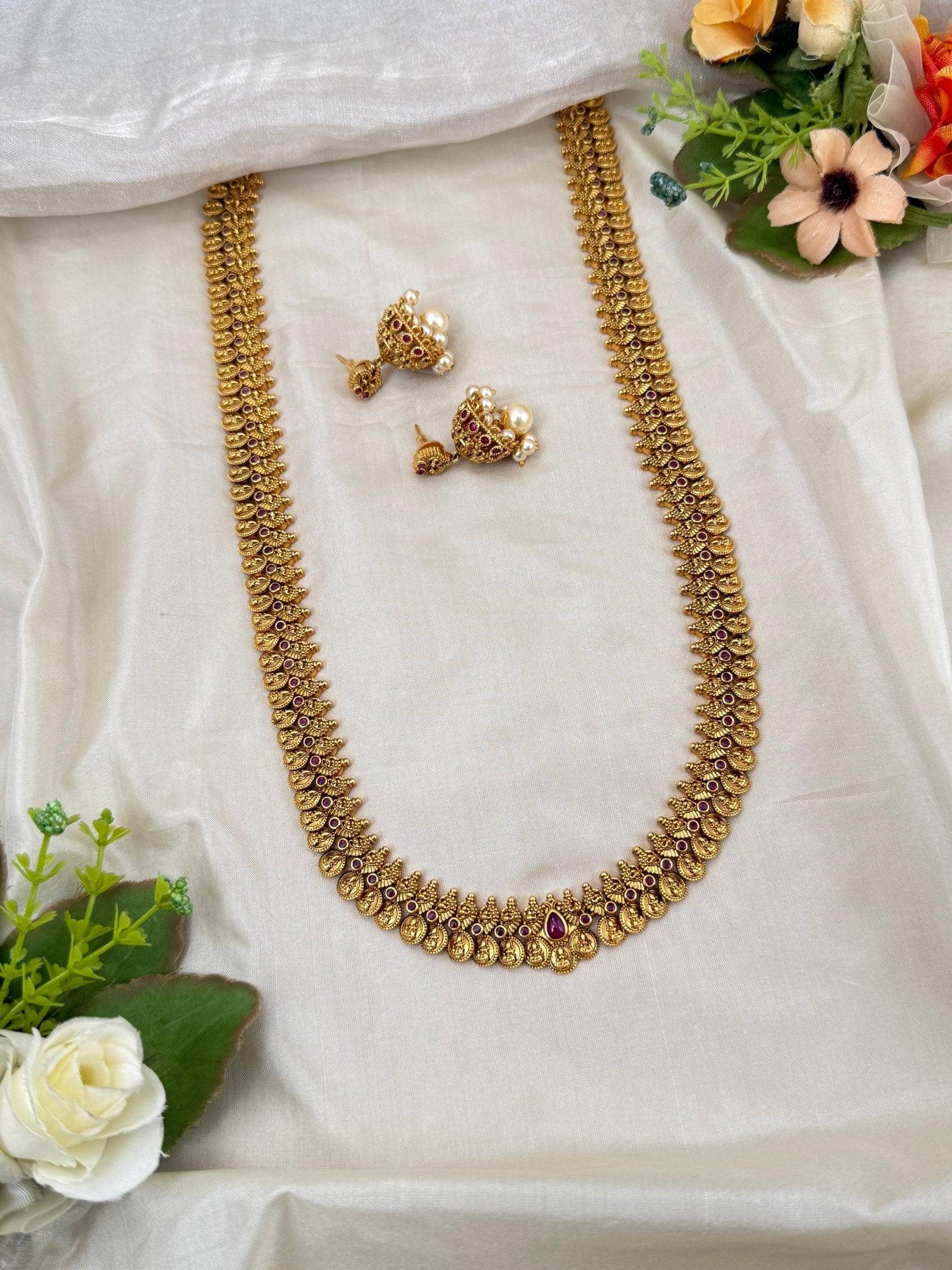 Royal Antique Kaasu Statement Long Necklace Set 0236 - Mahilas