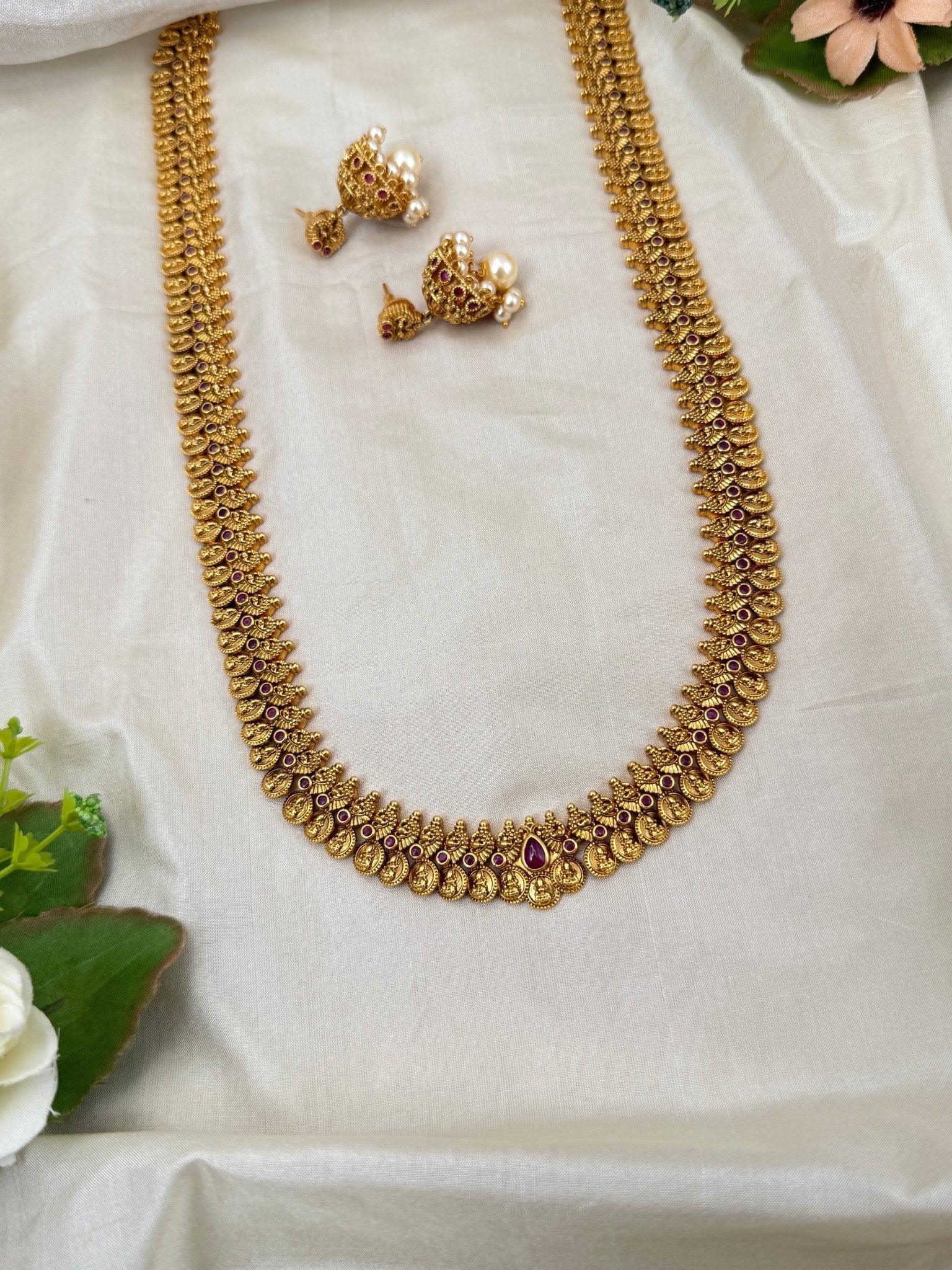 Royal Antique Kaasu Statement Long Necklace Set 0236 - Mahilas
