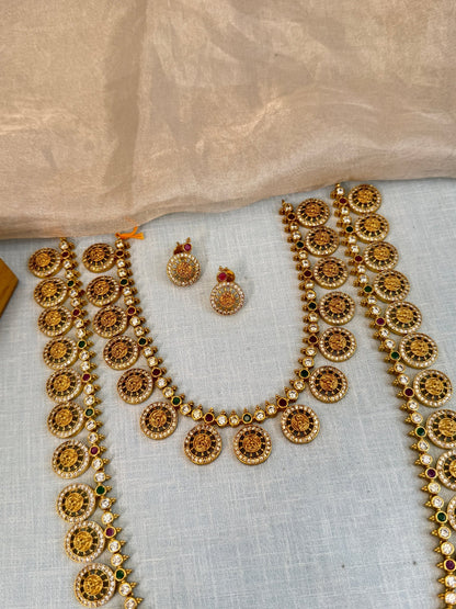Royal Antique Kaasu White Stone Necklace Set 861 - Mahilas
