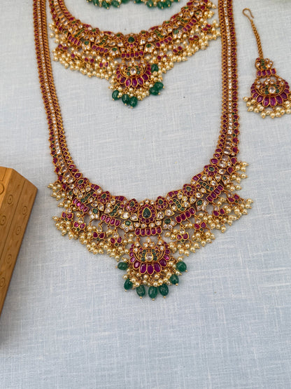 Royal Antique Kemp Stone Bridal Necklace Set 0510 - Mahilas