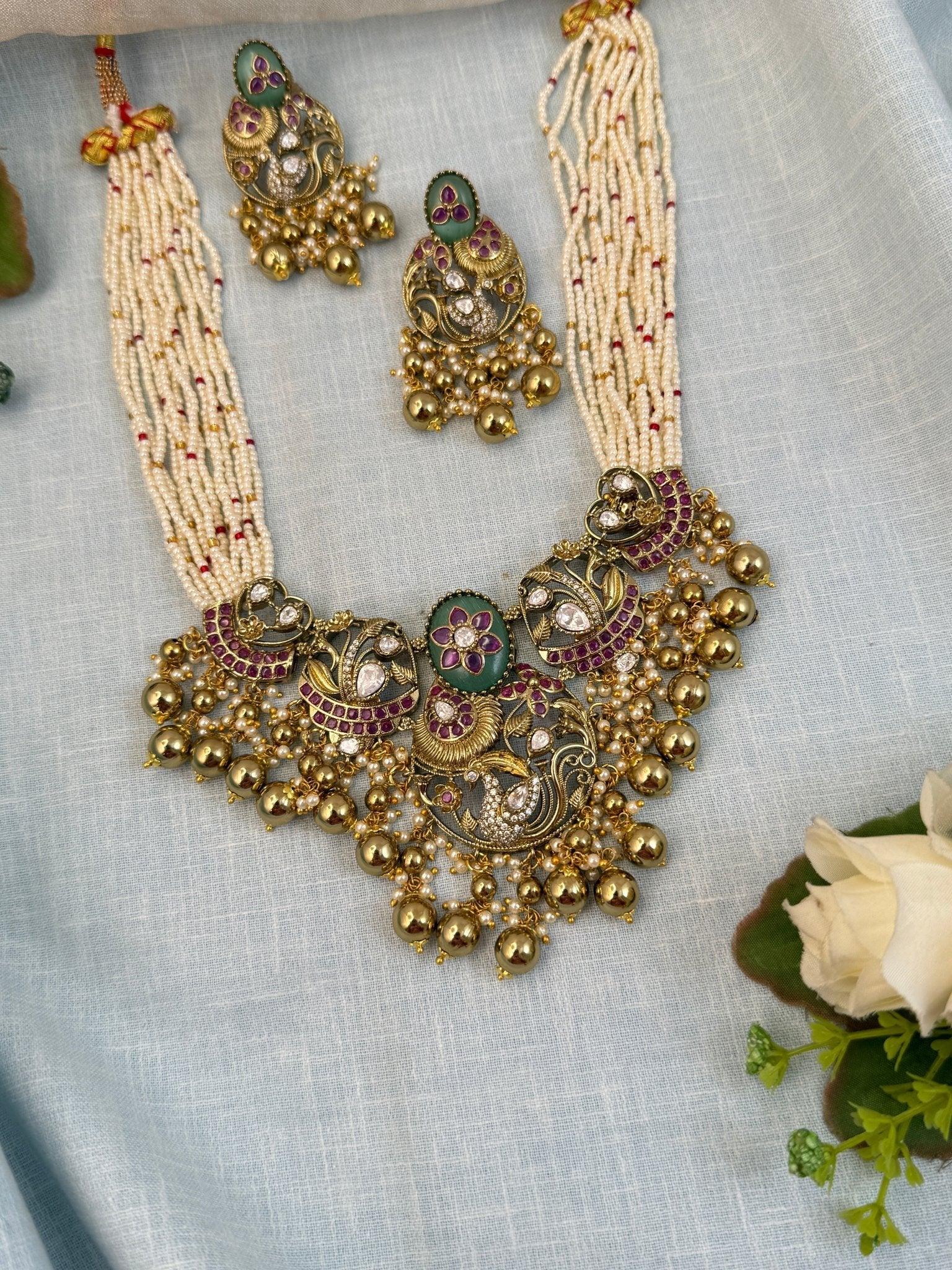Royal Antique Kundan Necklace Set 945 - Mahilas