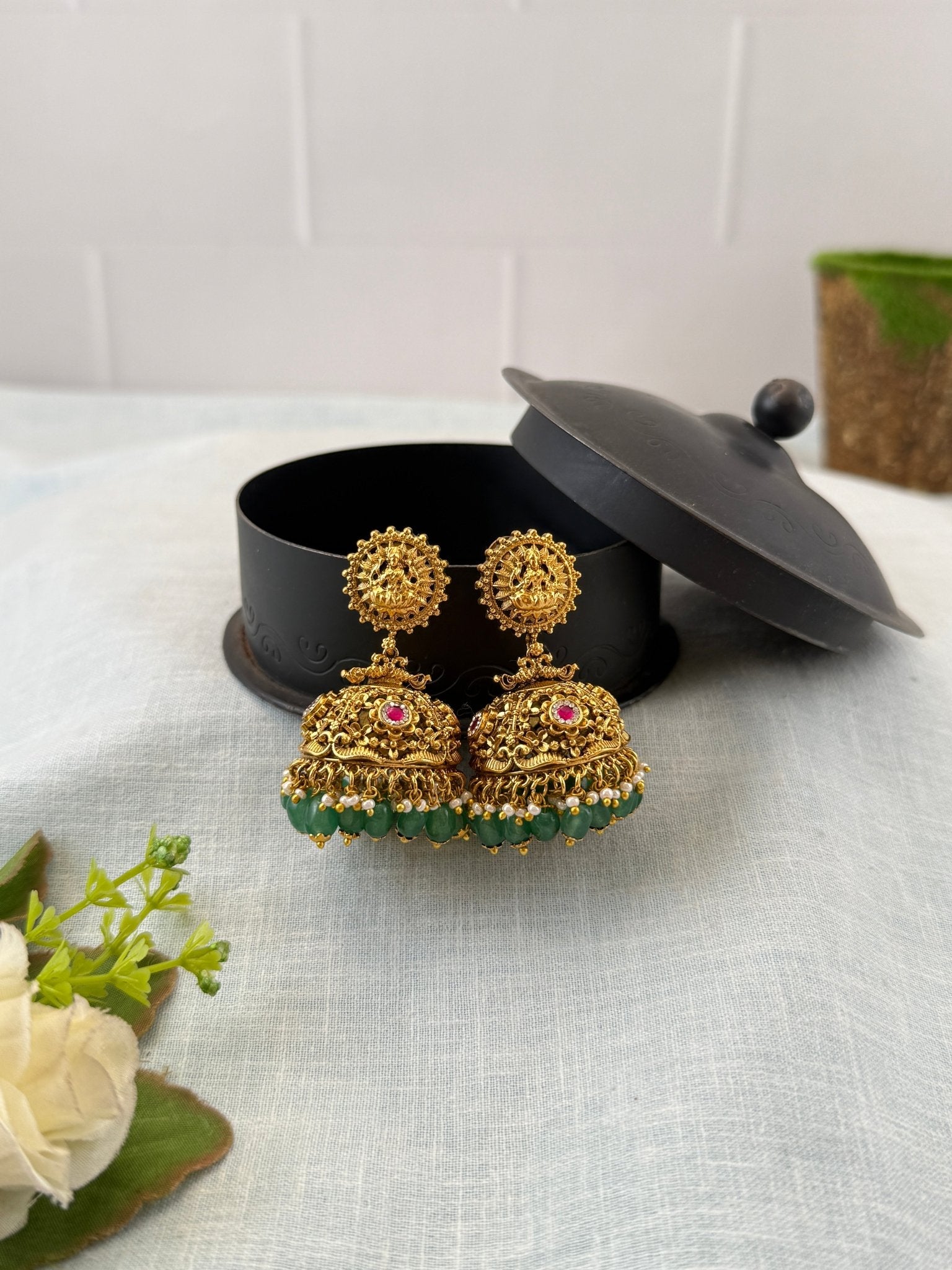 Royal Antique Lakshmi Jhumka Earrings 1120 - Mahilas