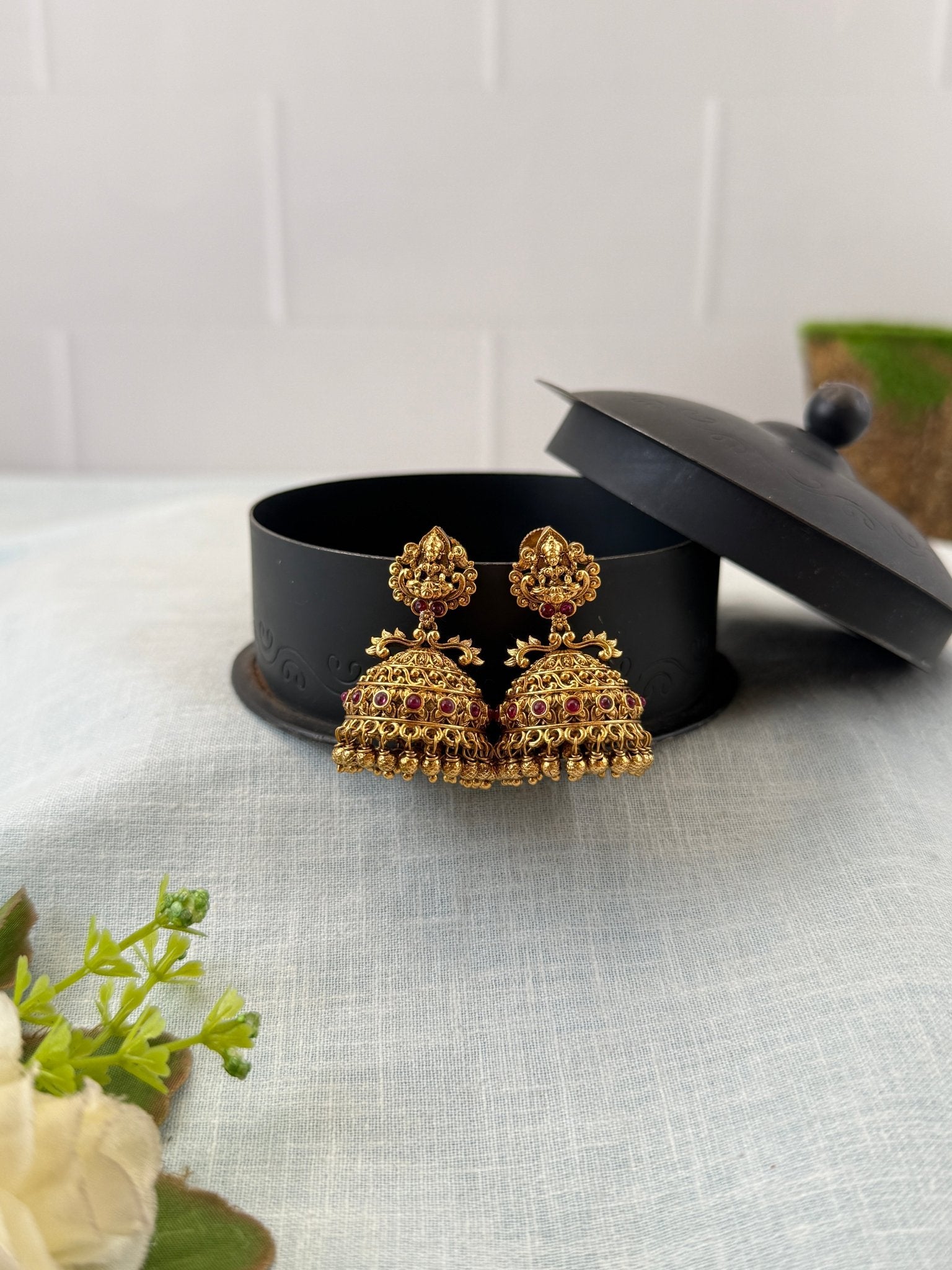 Royal Antique Lakshmi Jhumka Earrings 1123 - Mahilas