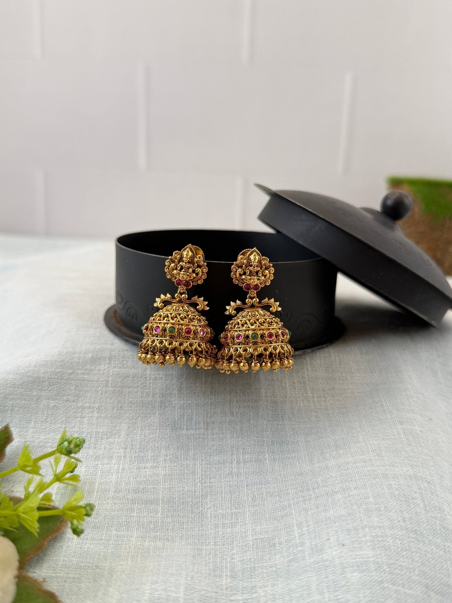 Royal Antique Lakshmi Jhumka Earrings 1128 - Mahilas