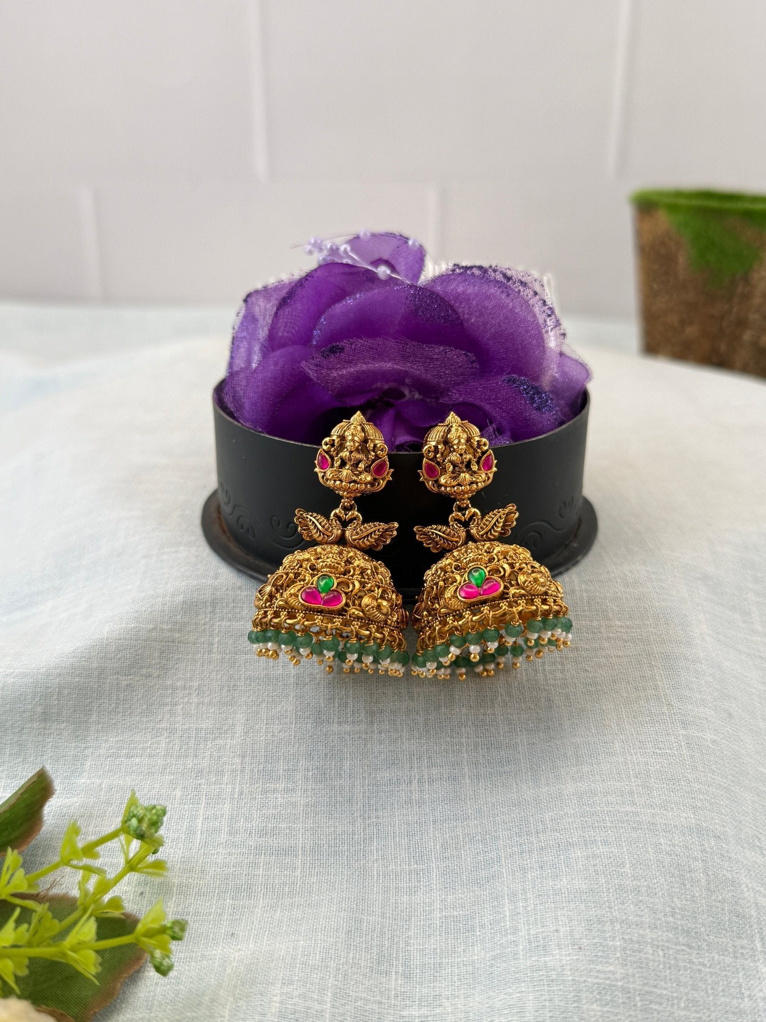 Royal Antique Lakshmi Jhumka Earrings 1133 - Mahilas