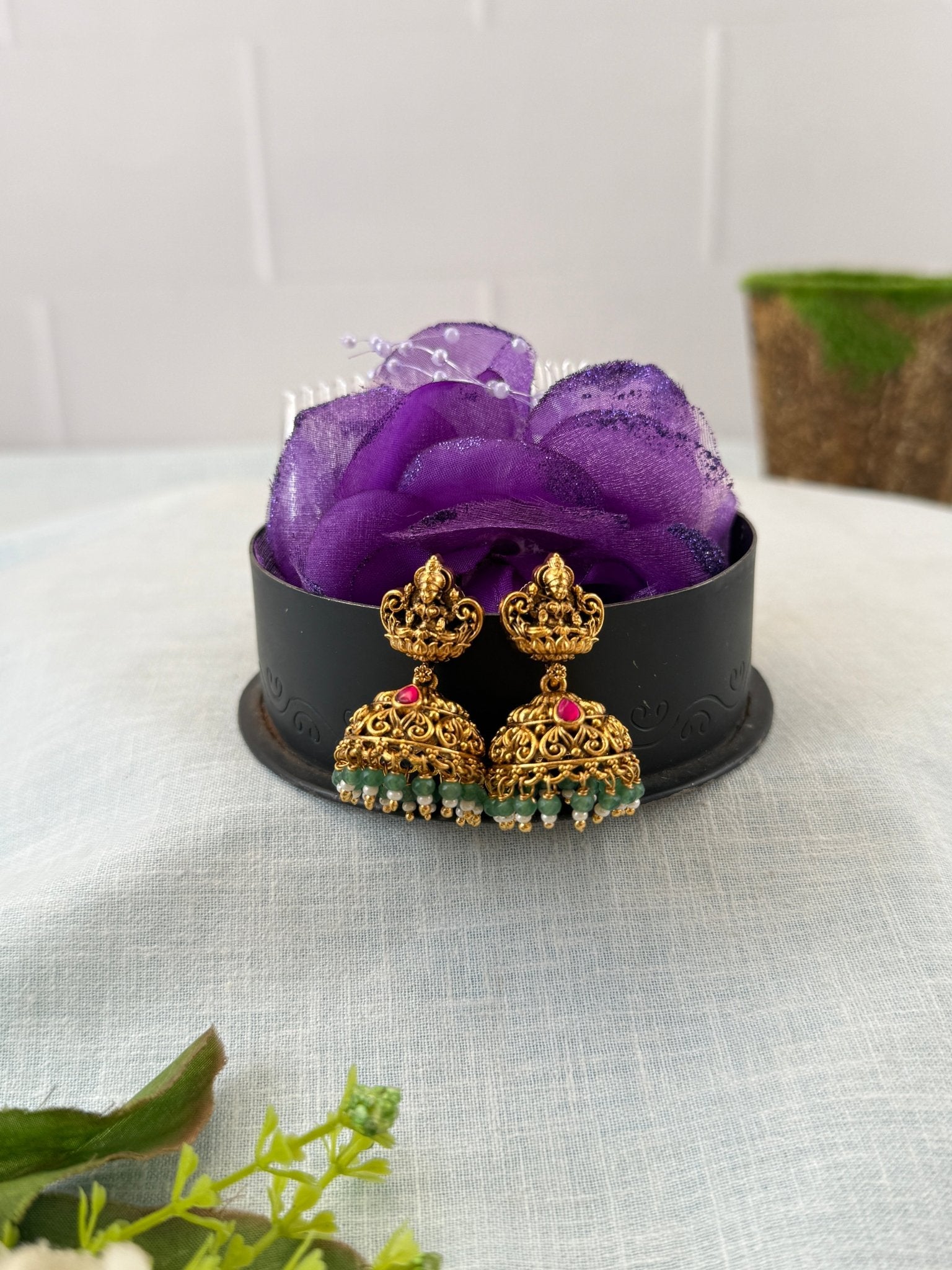 Royal Antique Lakshmi Jhumka Earrings 1141 - Mahilas