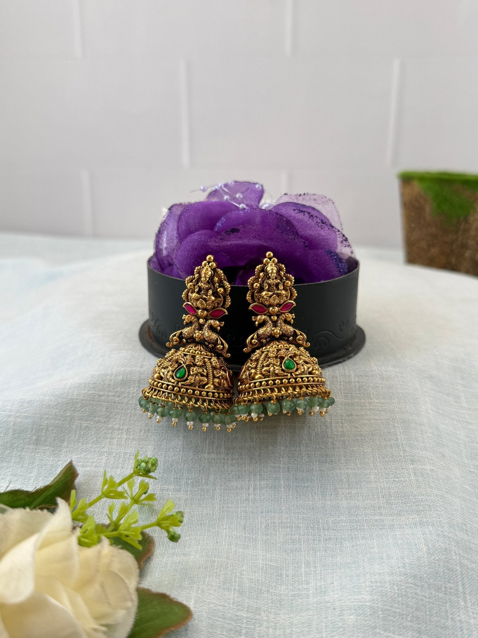 Royal Antique Lakshmi Jhumka Earrings 1157 - Mahilas