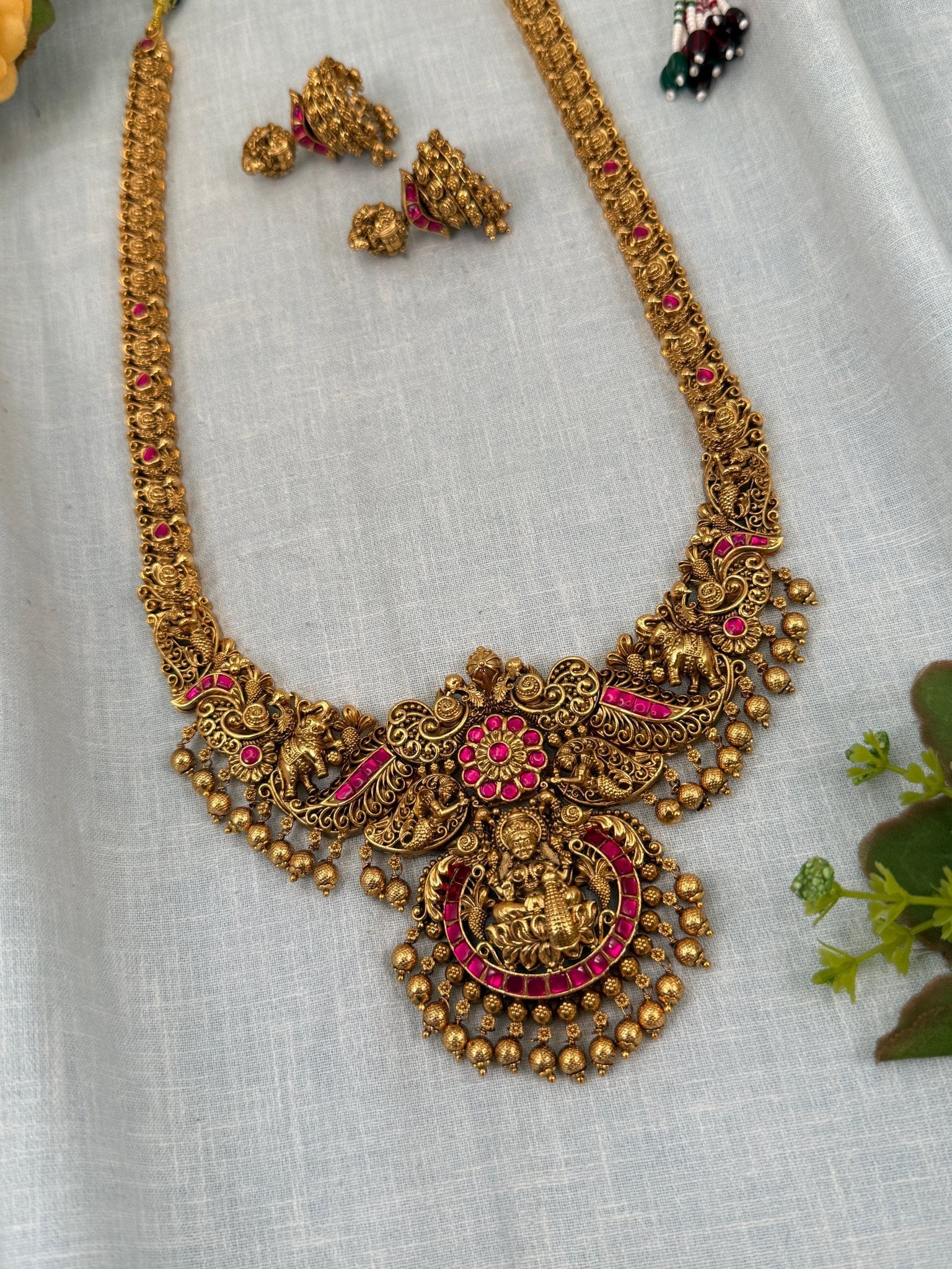 Royal Antique Lakshmi Long Necklace Set 0341 - Mahilas