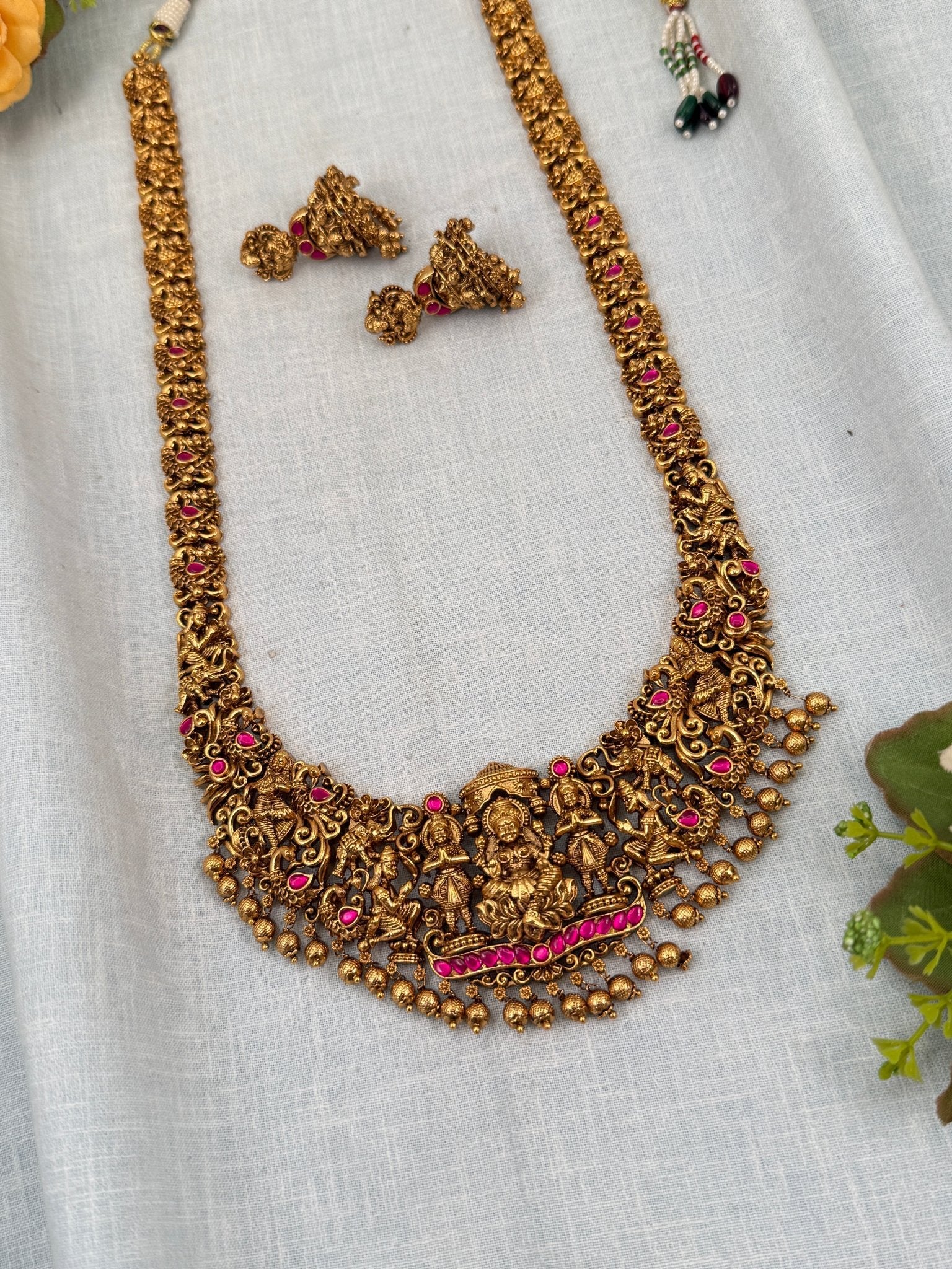 Royal Antique Lakshmi Long Necklace Set 0344 - Mahilas