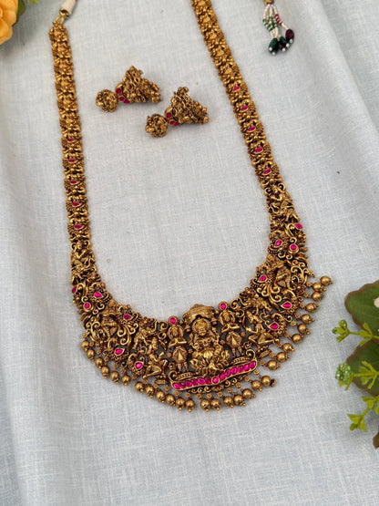 Royal Antique Lakshmi Long Necklace Set 0344 - Mahilas