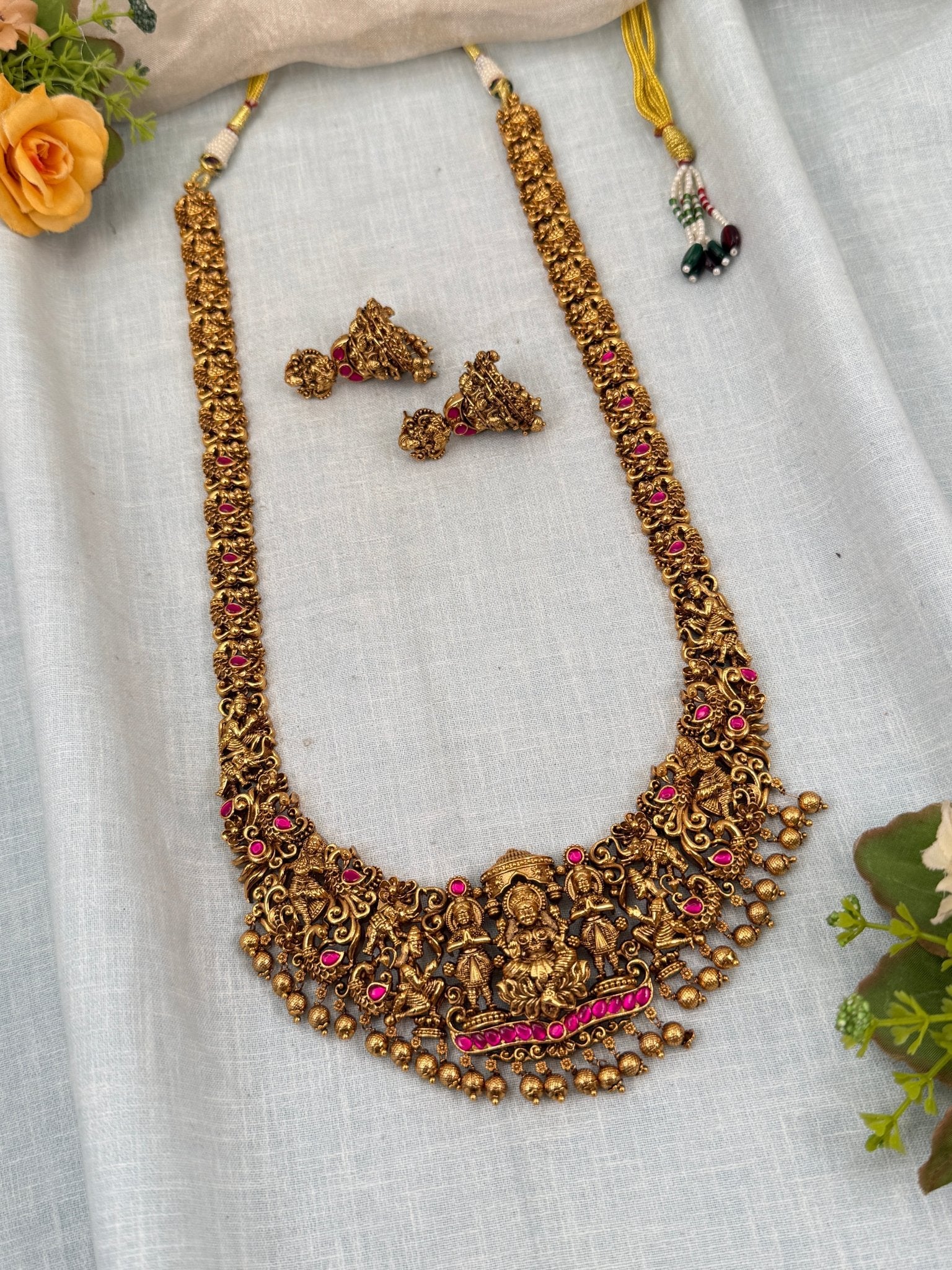 Royal Antique Lakshmi Long Necklace Set 0344 - Mahilas