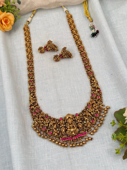 Royal Antique Lakshmi Long Necklace Set 0344 - Mahilas