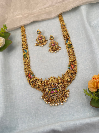 Royal Antique Lakshmi Long Necklace Set 0735 - Mahilas